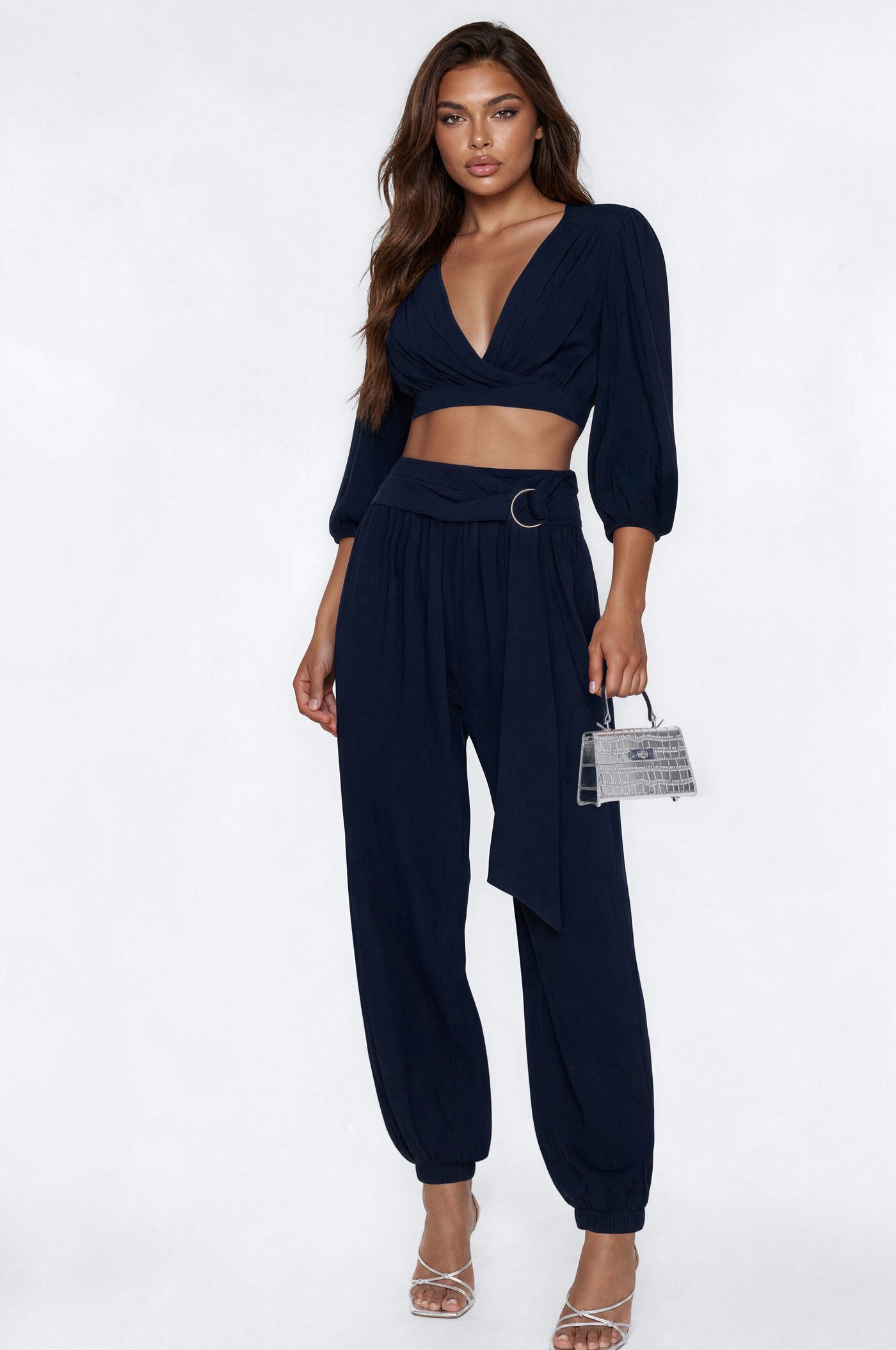 Thalia Balloon Pant Set - Navy