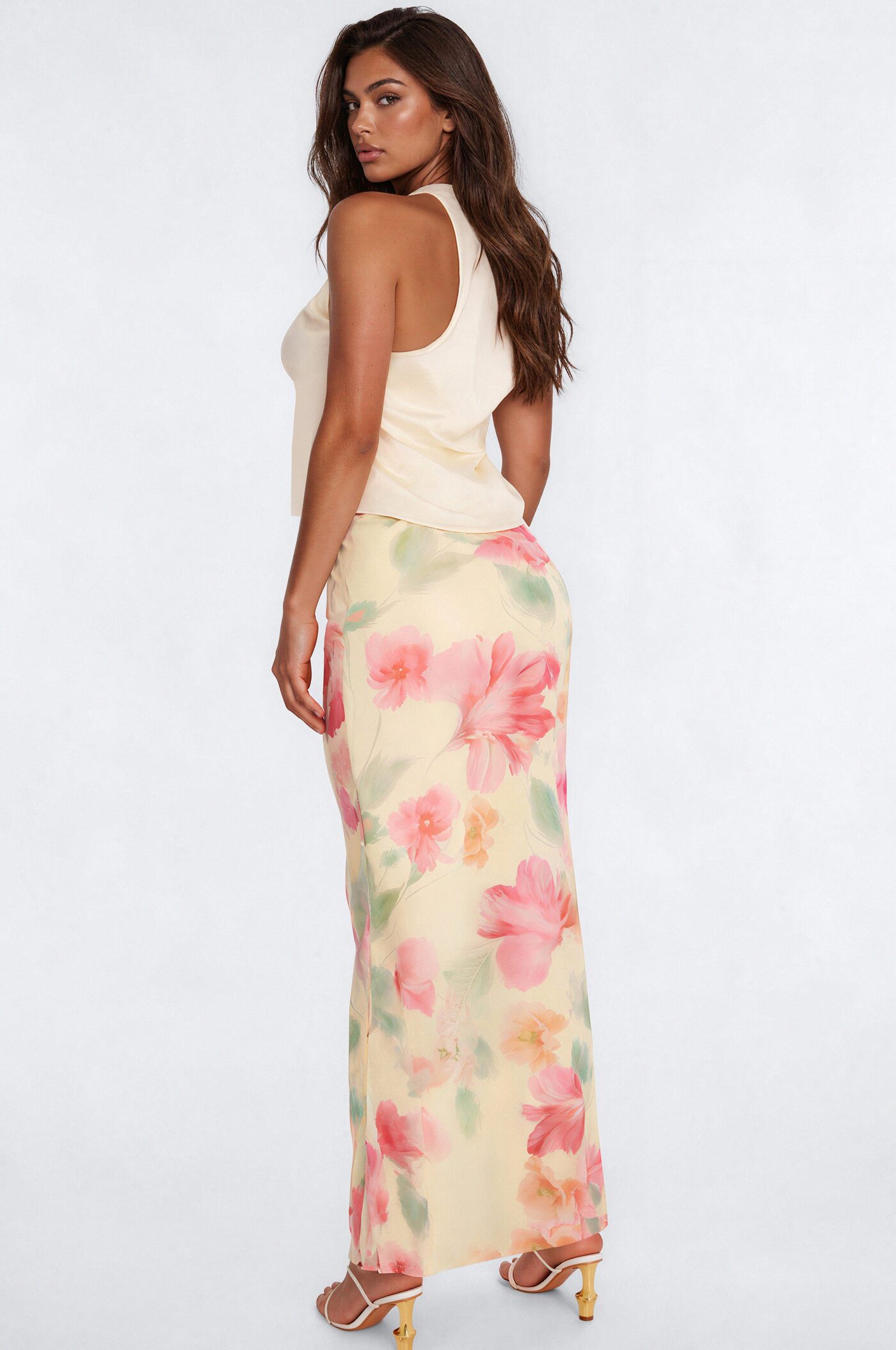 High Tea Floral Chiffon Maxi Skirt - Yellow/combo