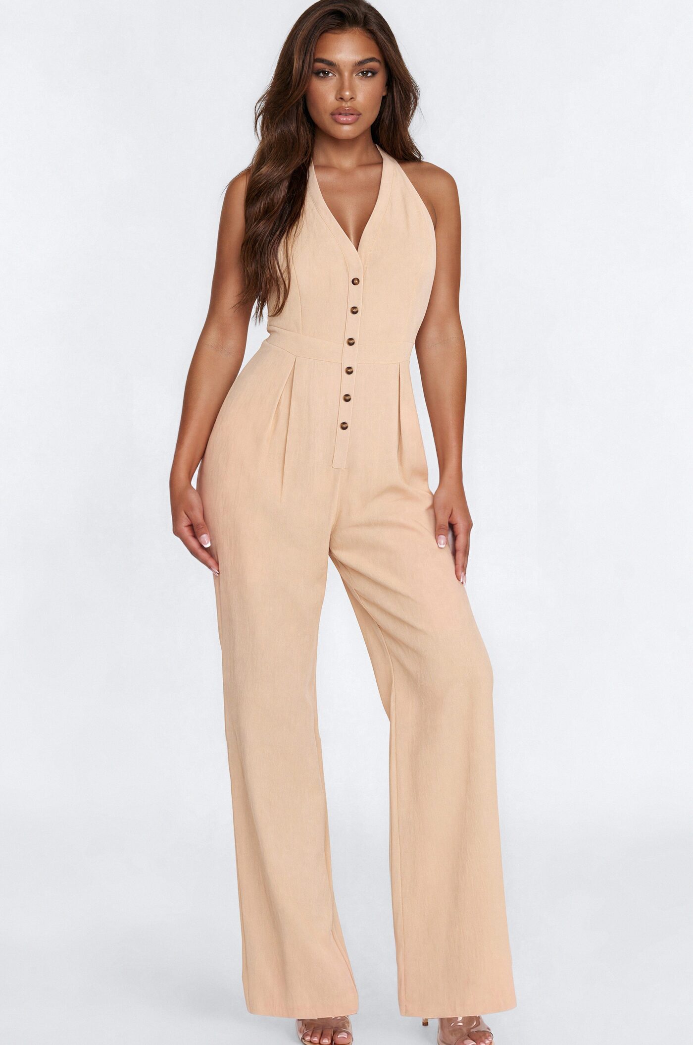 Liana Linen Halter Jumpsuit - Natural