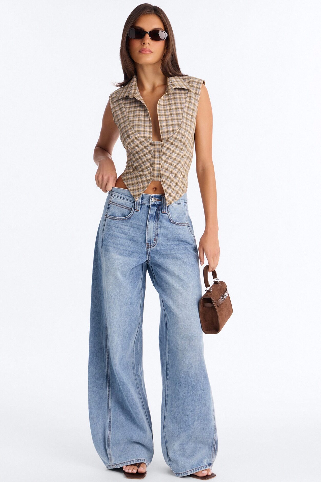Sharni Plaid Sleeveless Top - Yellow/combo