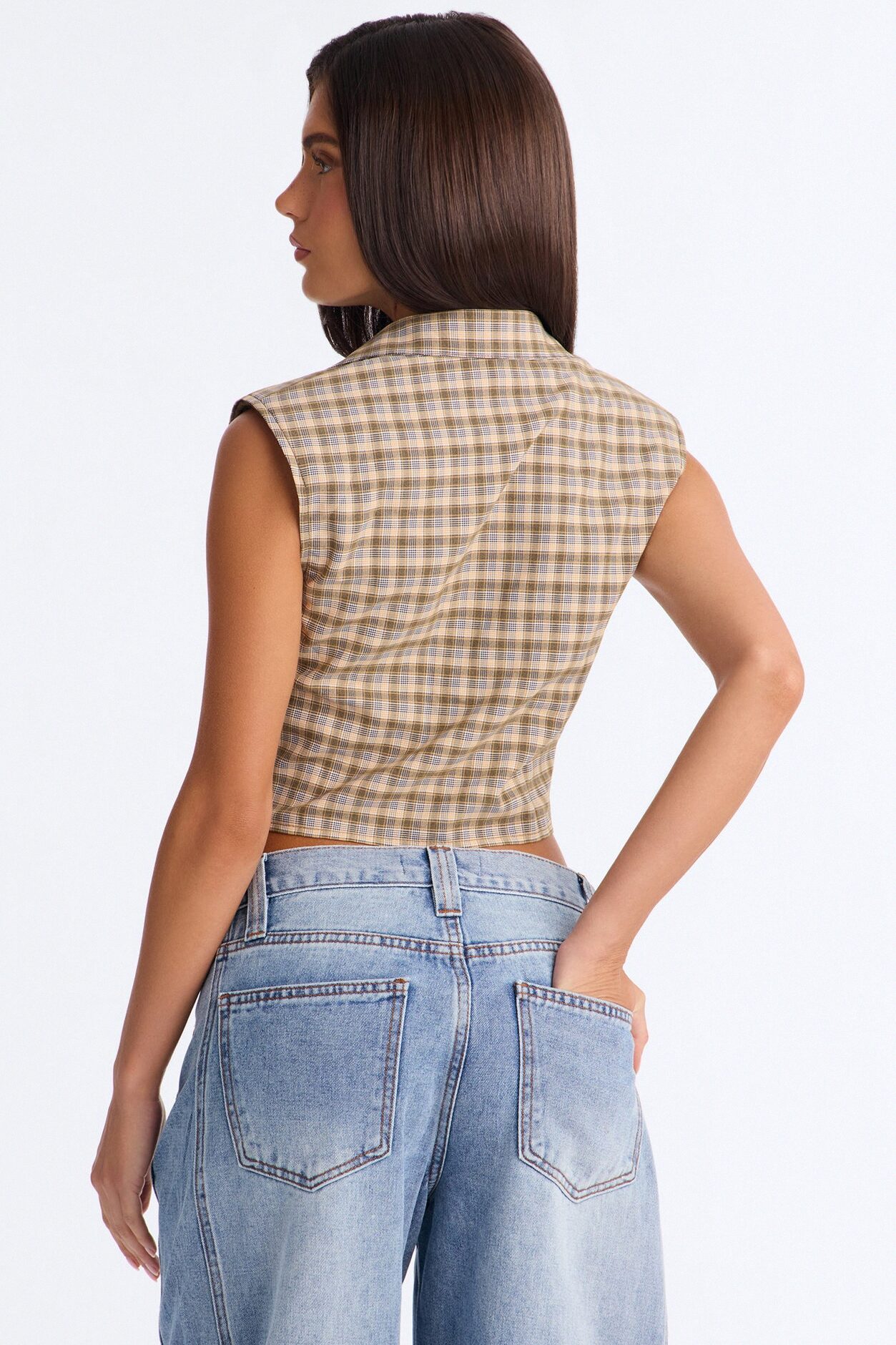 Sharni Plaid Sleeveless Top - Yellow/combo