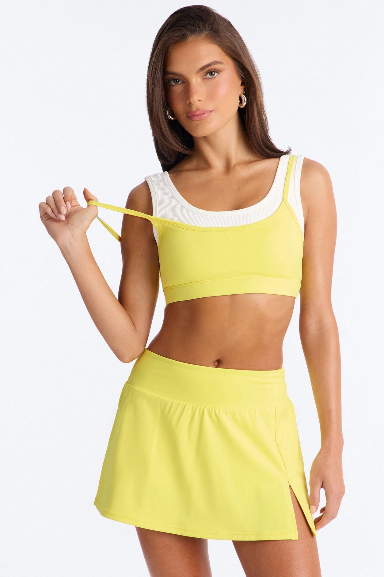 Lola Active Layered Sports Bra Skirt Set - Yellow