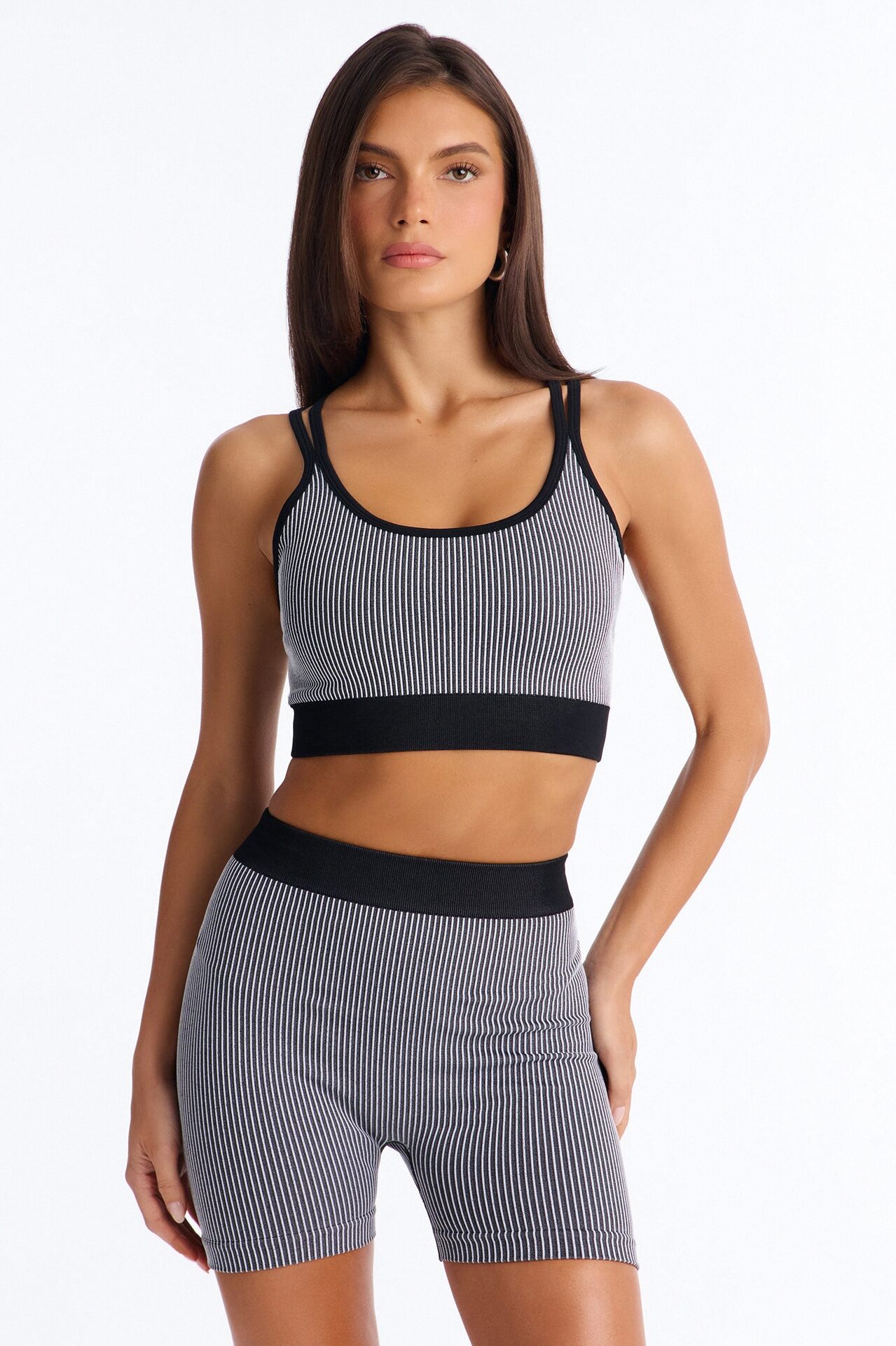 Gigi Seamless Sculpting Ruched V Back Short Set - Black