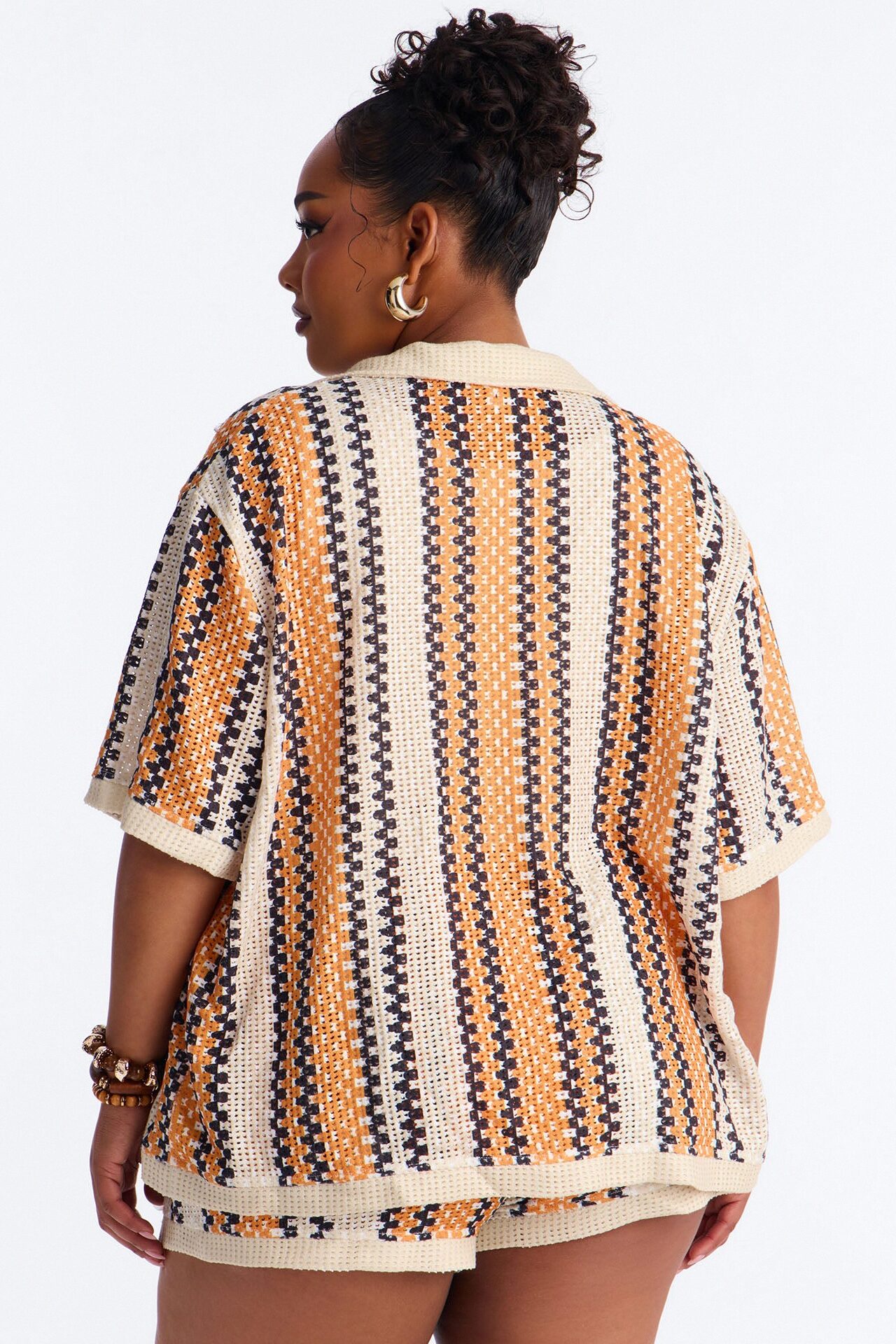 Coastal Threads Crochet Short Set - Orange/combo