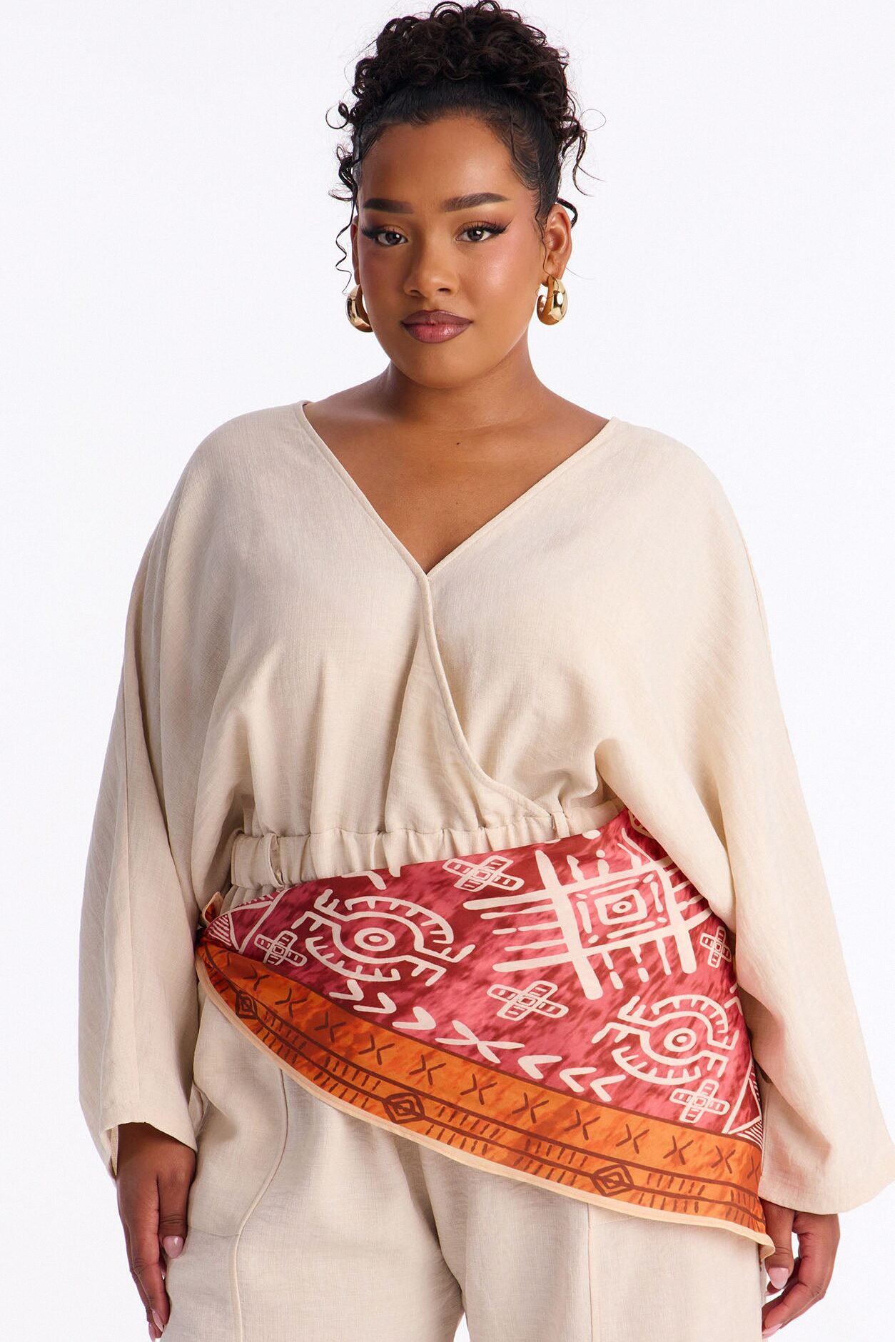 Winnie 2 Piece Waist Scarf Jumpsuit - Natural