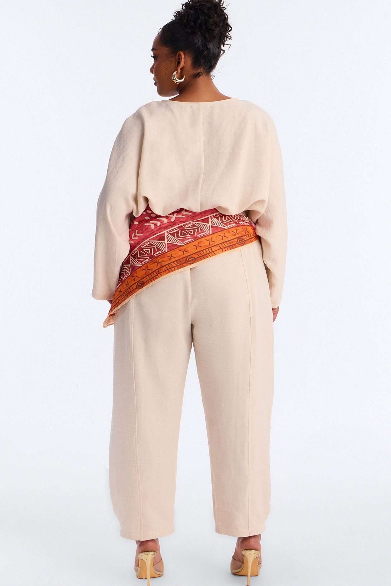 Winnie 2 Piece Waist Scarf Jumpsuit - Natural