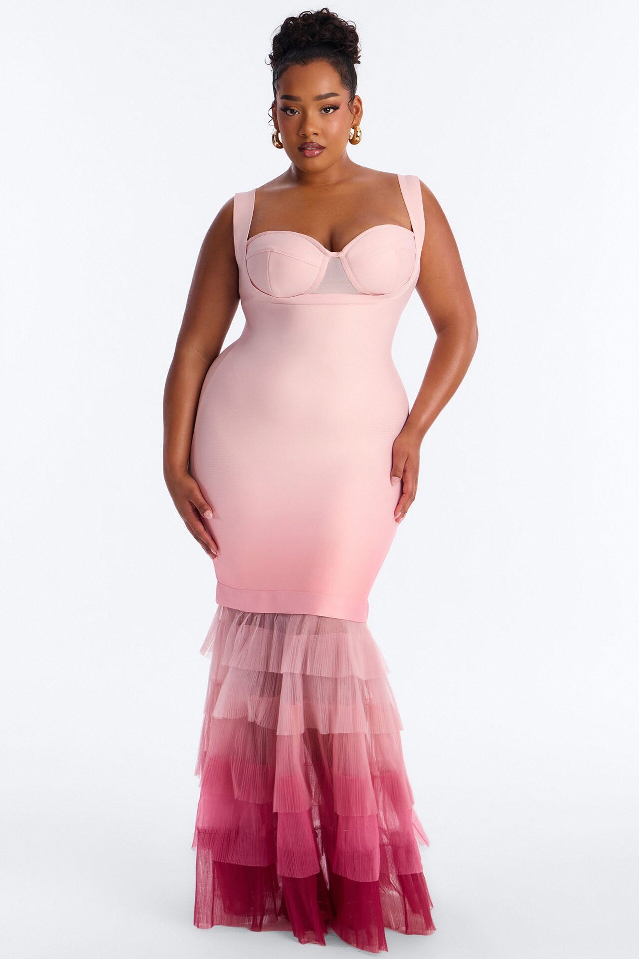 Loss For Words Bandage Gown - Pink/combo