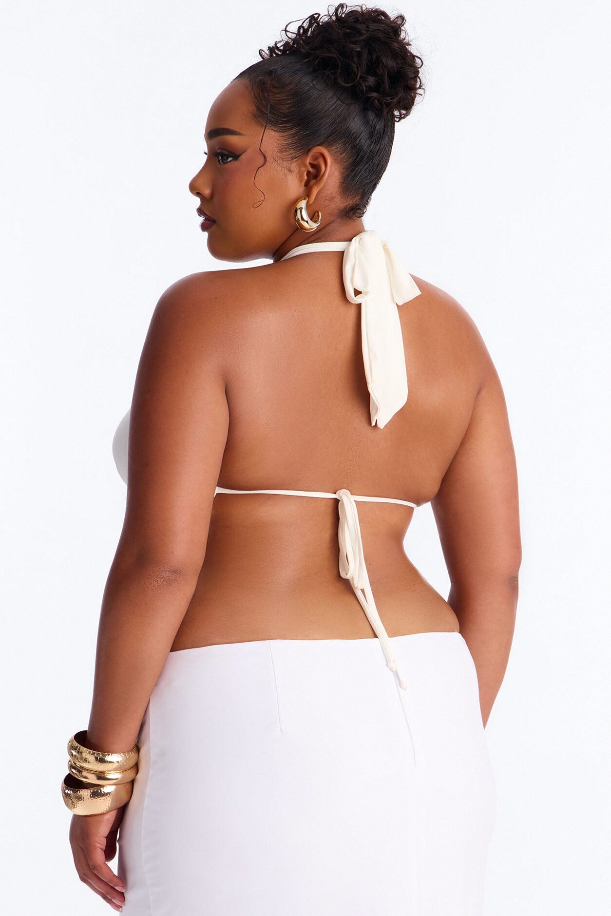Starfish Sands Backless Cowl Halter Top - White
