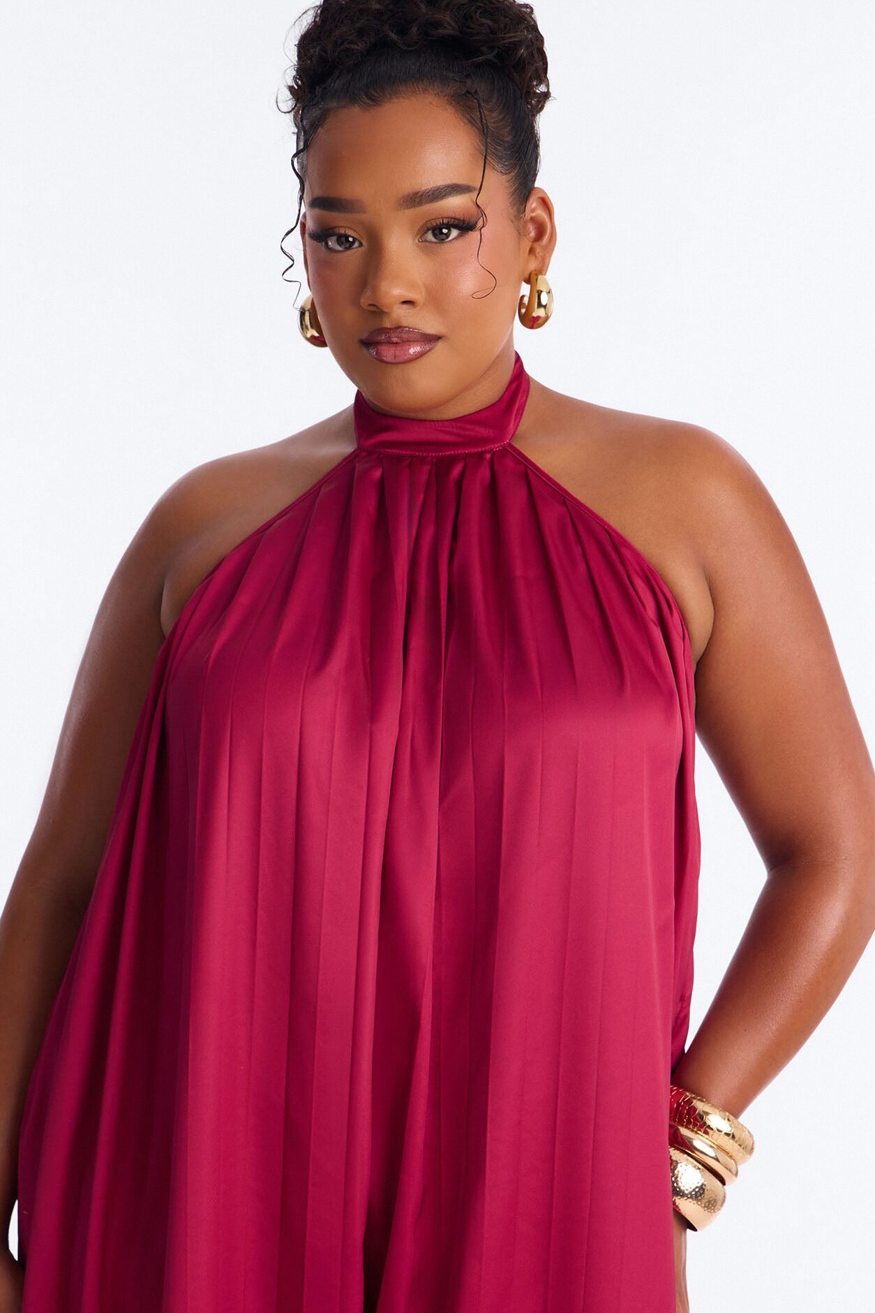 Sunset Aura Satin Backless Jumpsuit - Pink
