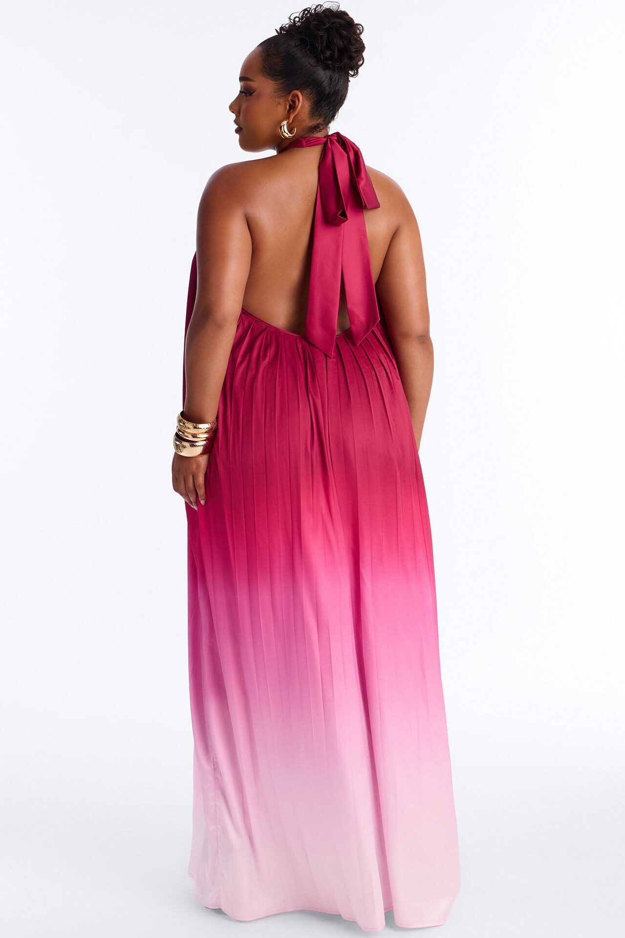 Sunset Aura Satin Backless Jumpsuit - Pink