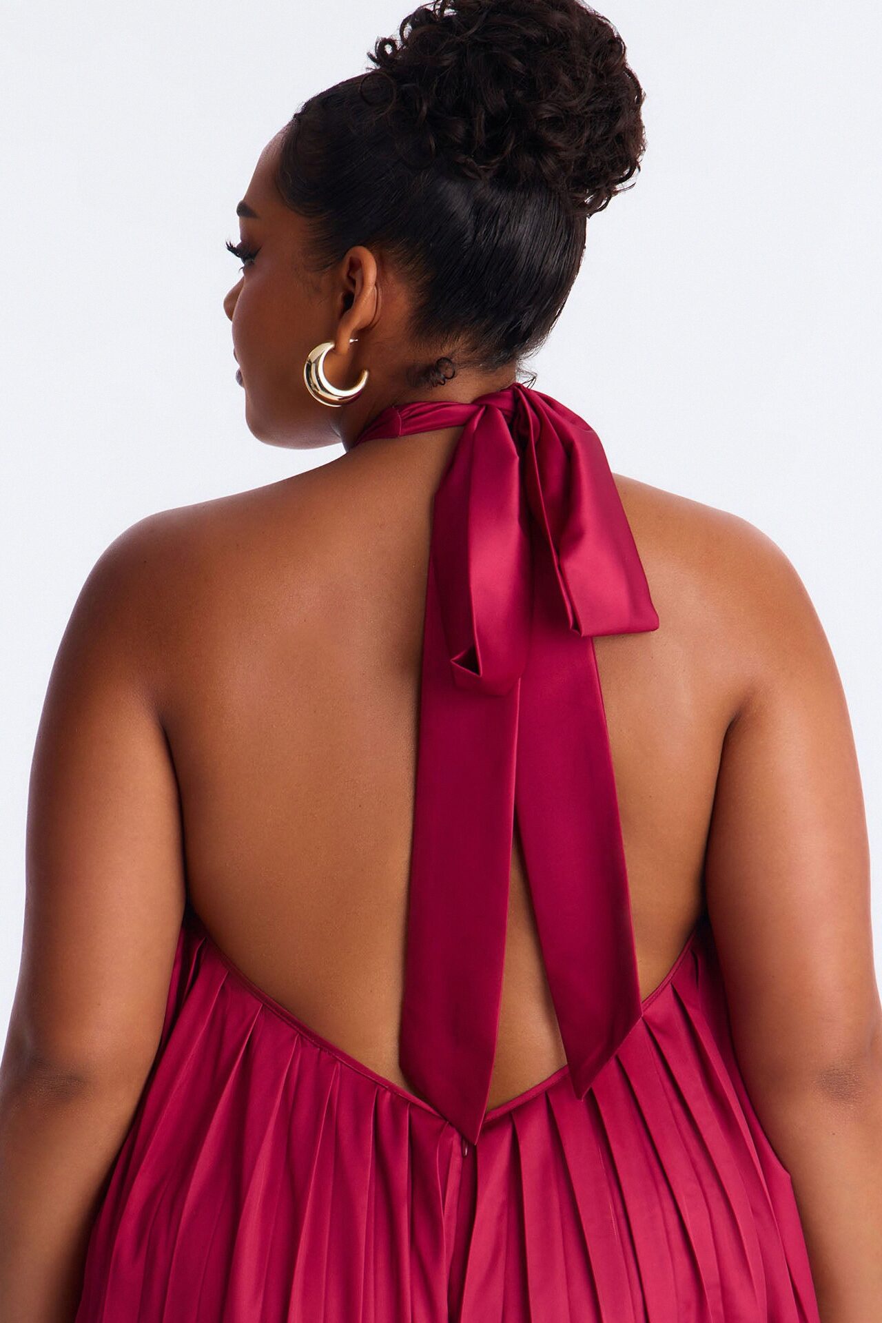 Sunset Aura Satin Backless Jumpsuit - Pink