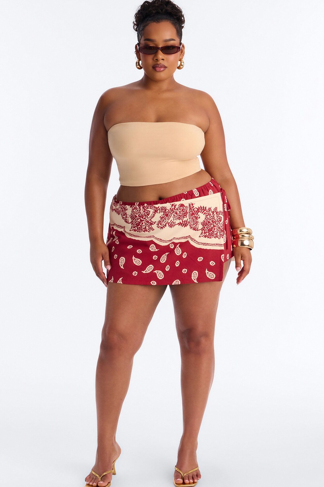 Phoebe Bandana Wrap Skort - Red/combo