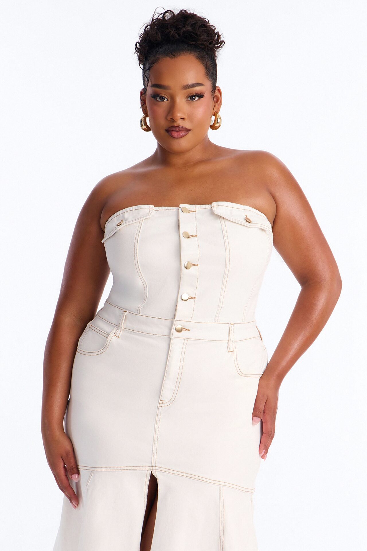 Main One Denim Midi Dress - White
