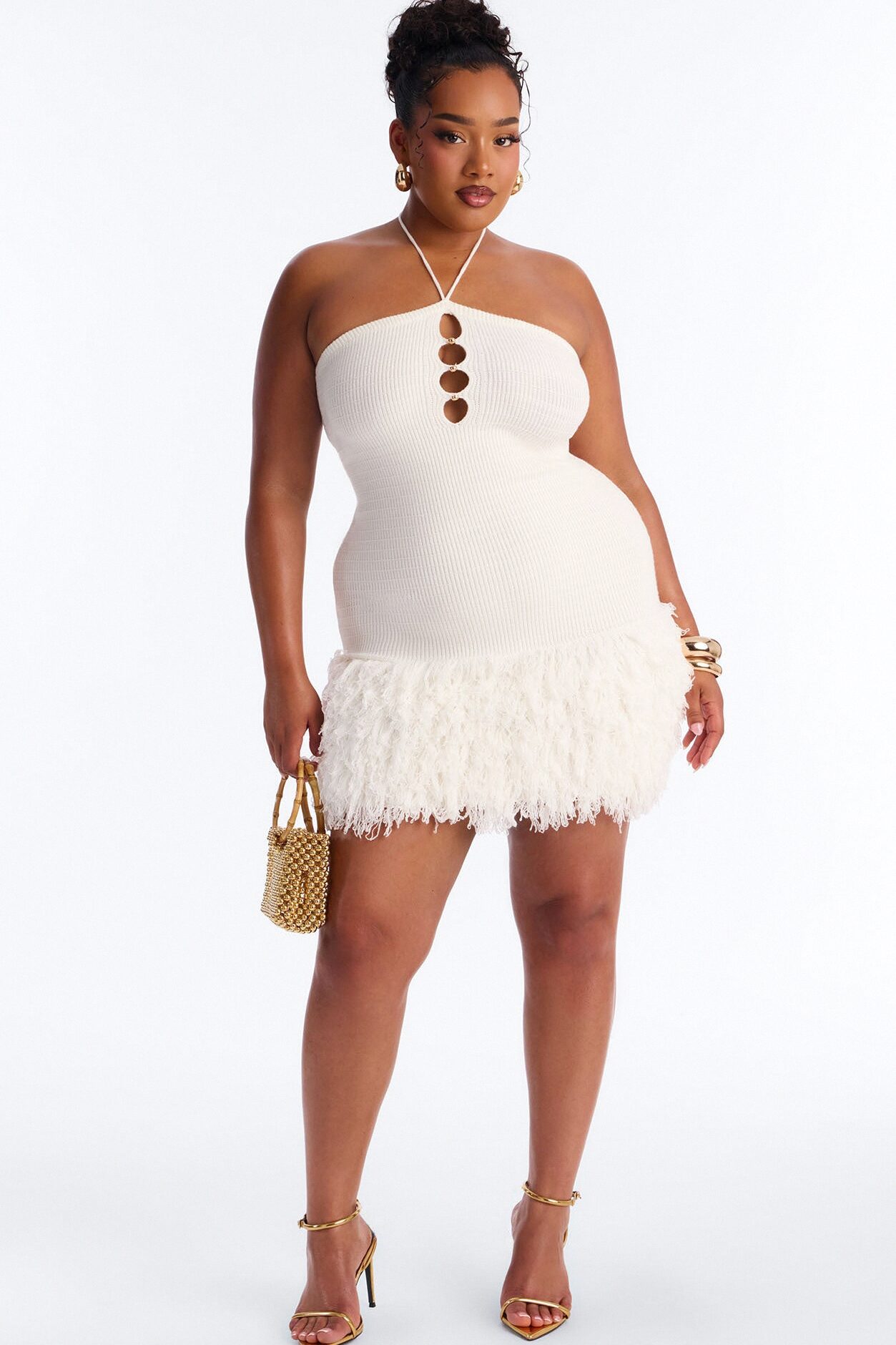 Zadie Sleeveless Fringe Sweater Mini Dress - White