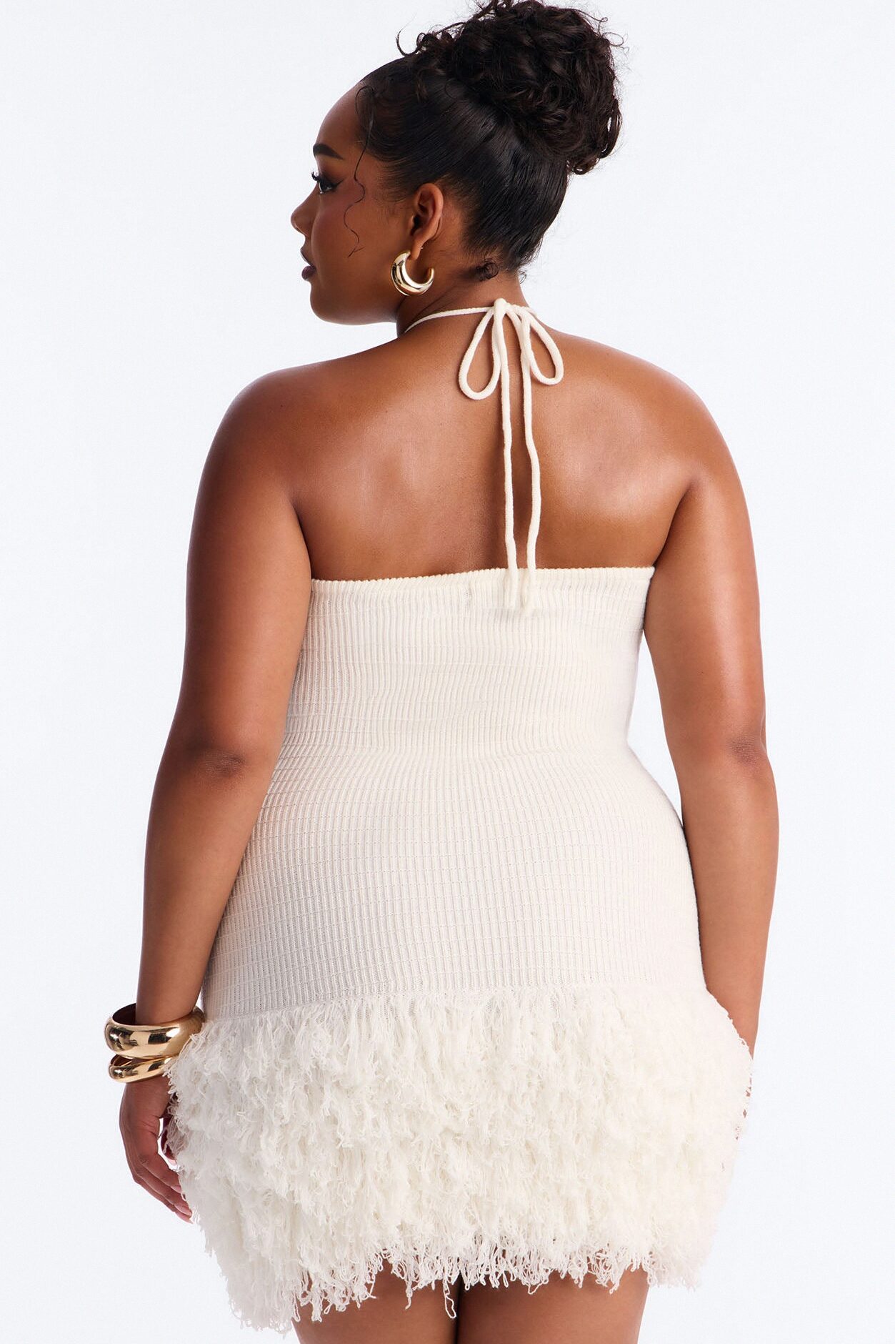 Zadie Sleeveless Fringe Sweater Mini Dress - White