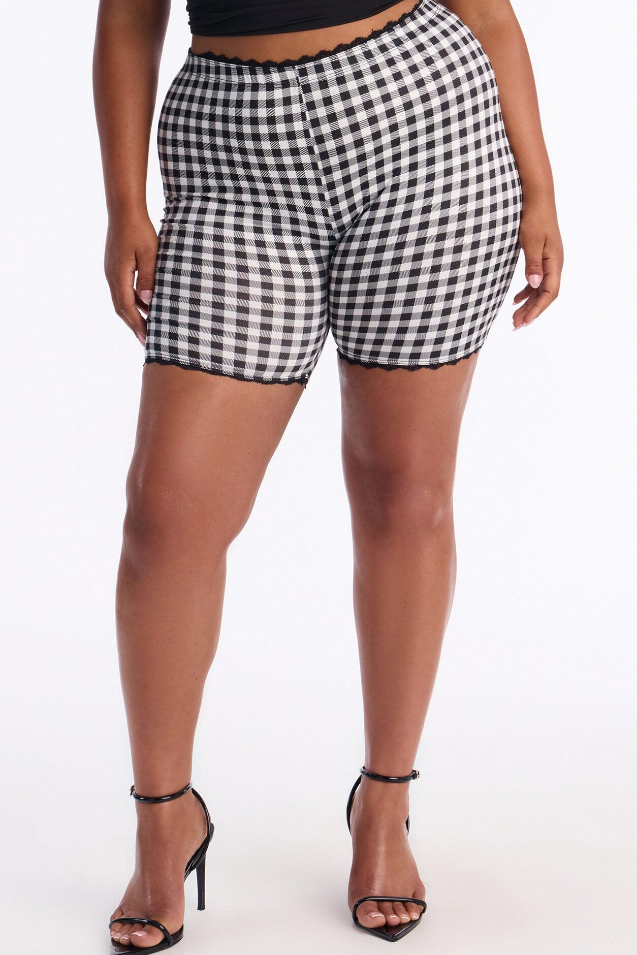 Florentina Lace Trim Biker Short - Black
