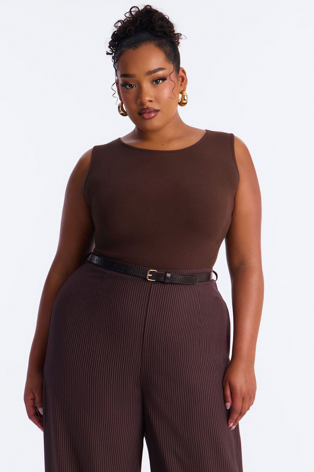 Jen Twofer Pinstripe Jumpsuit - Chocolate