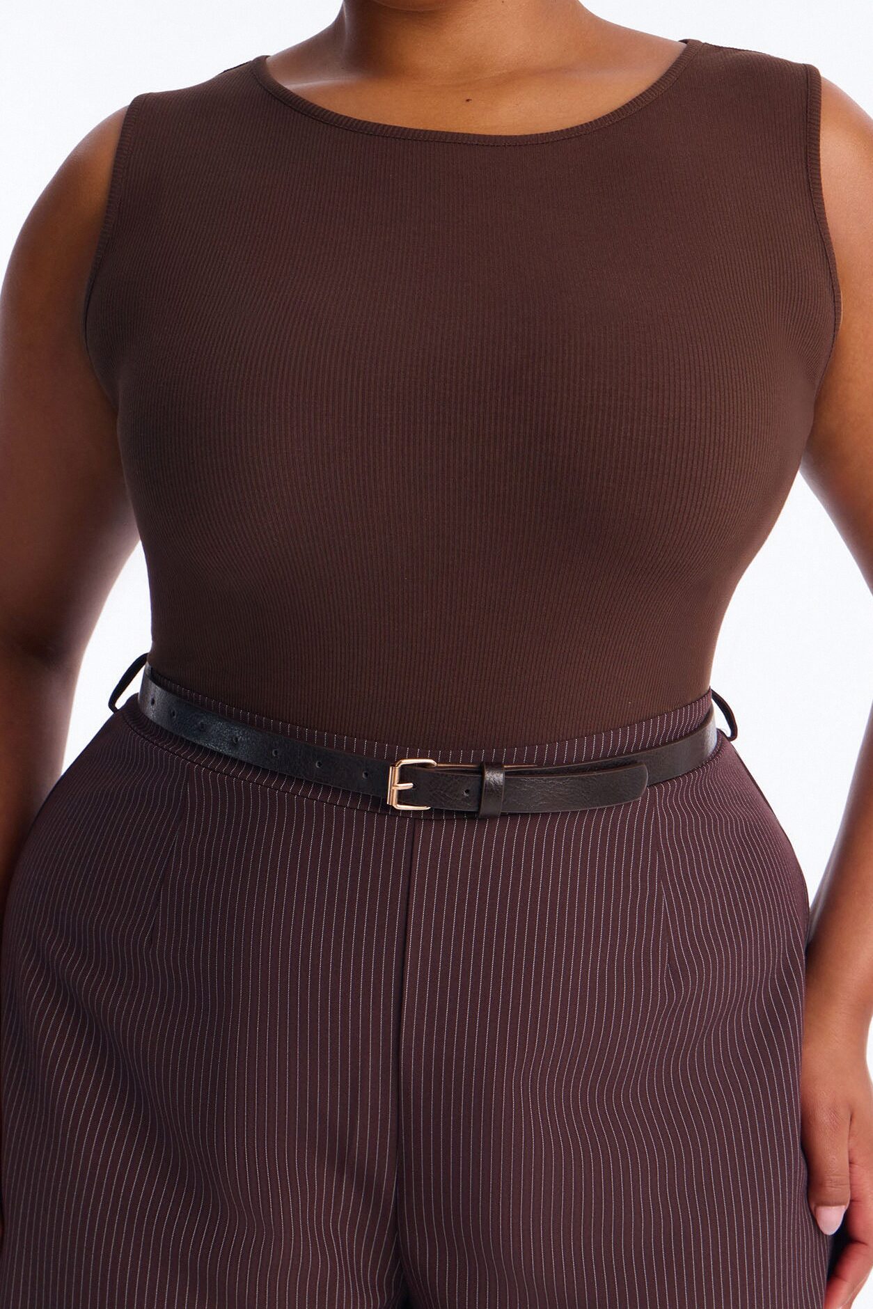Jen Twofer Pinstripe Jumpsuit - Chocolate