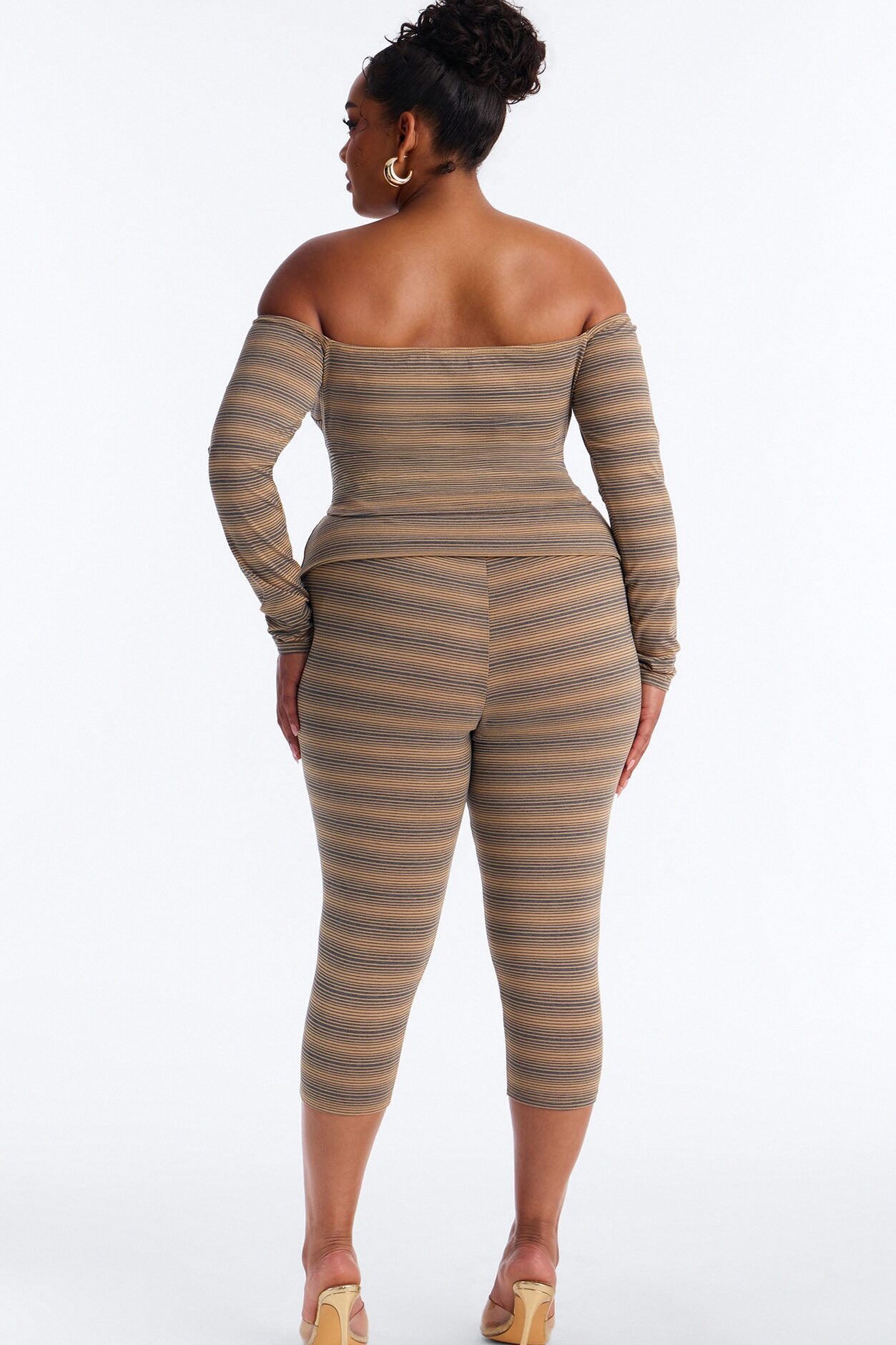 Petra Striped Off Shoulder Capri Set - Mustard/combo