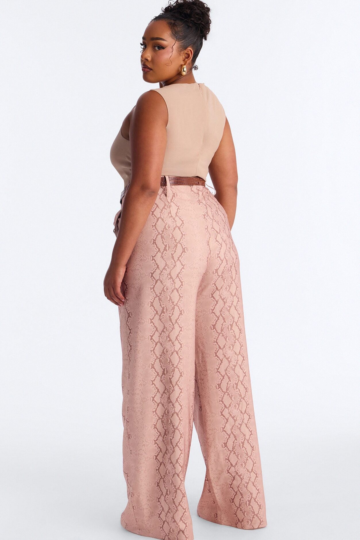 Rayna Belted Cowl Jumpsuit - Taupe