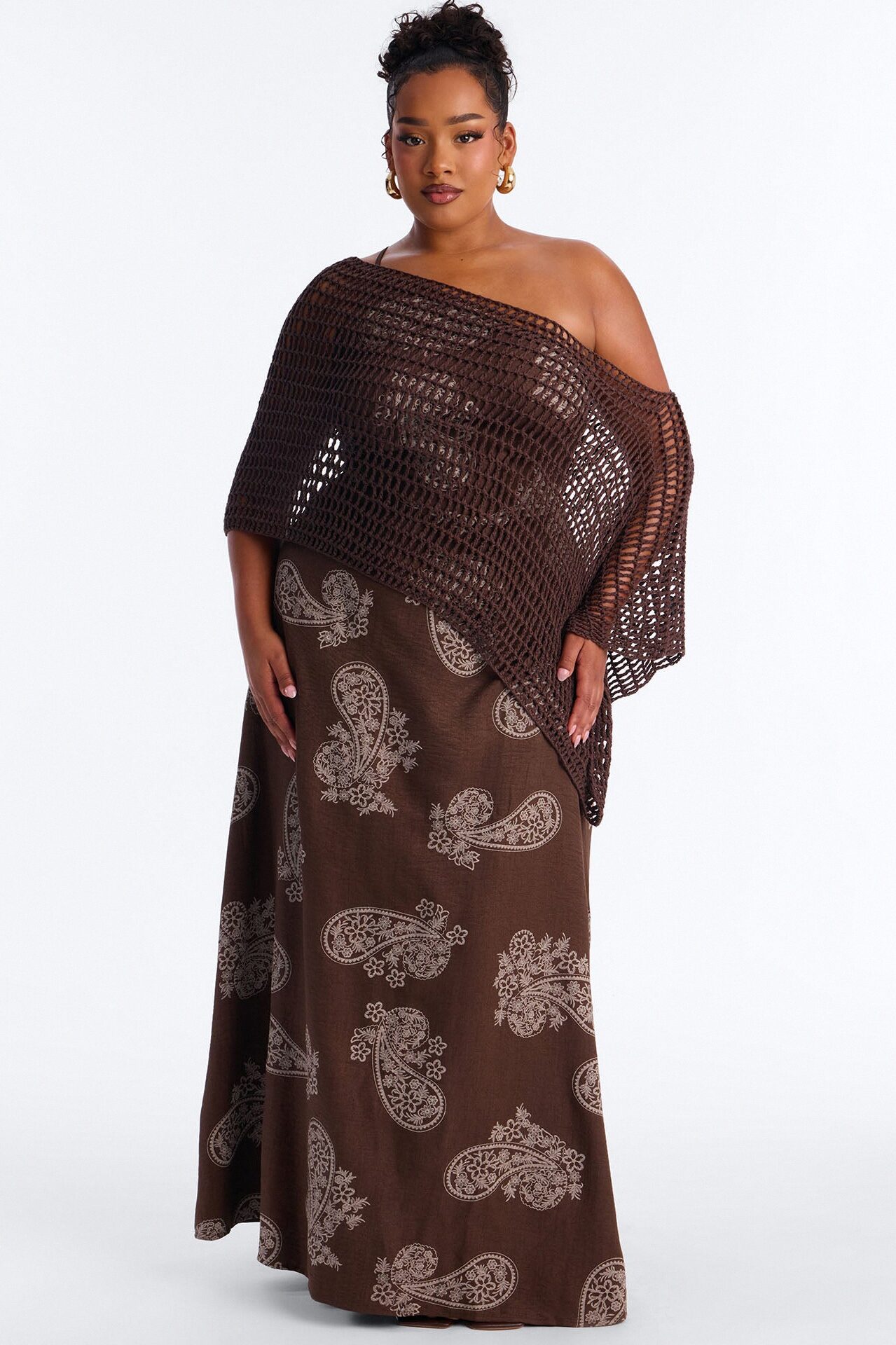 Time For A Stroll Maxi Dress Set - Brown