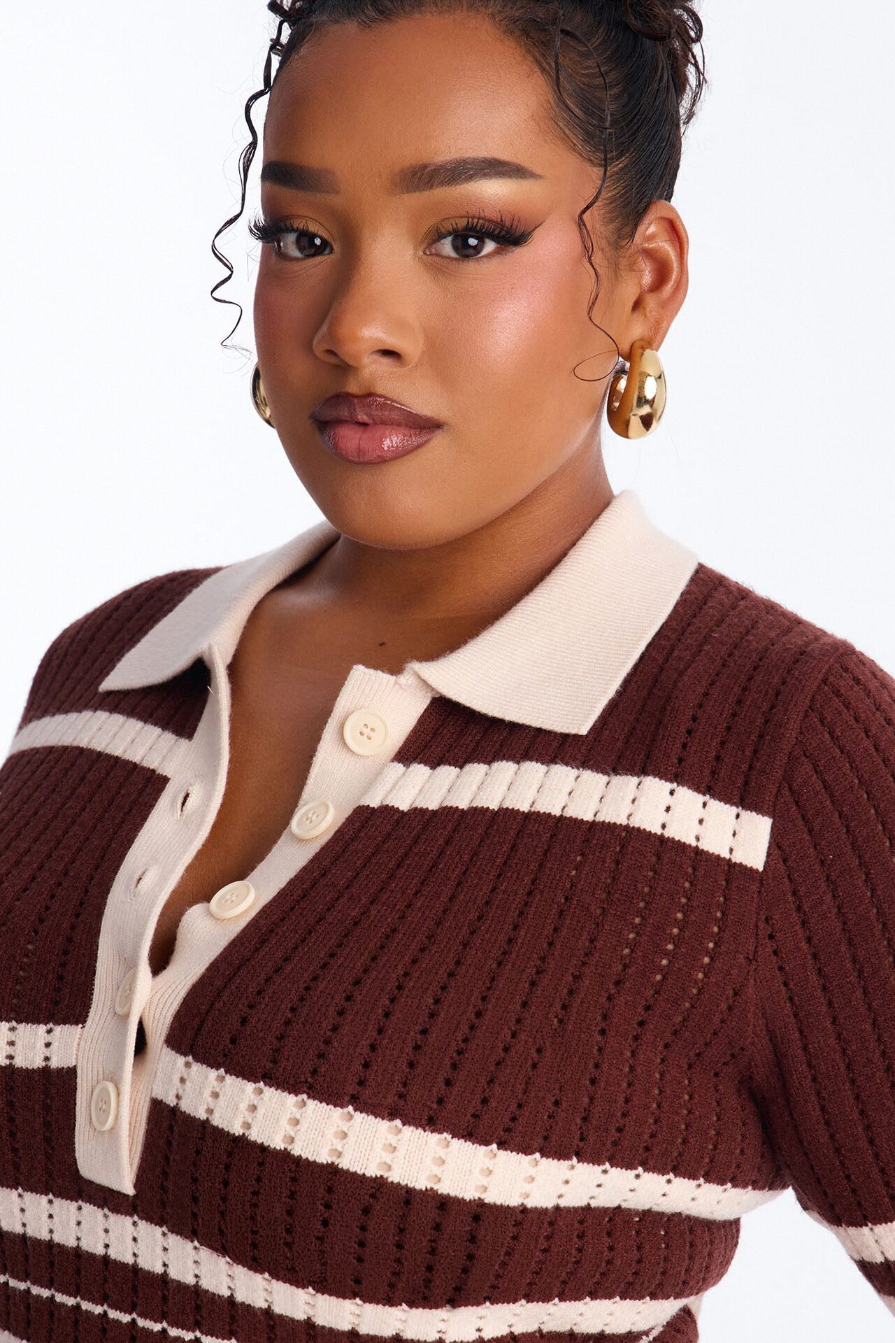 Clementine Crochet Striped Romper - Chocolate/Combo