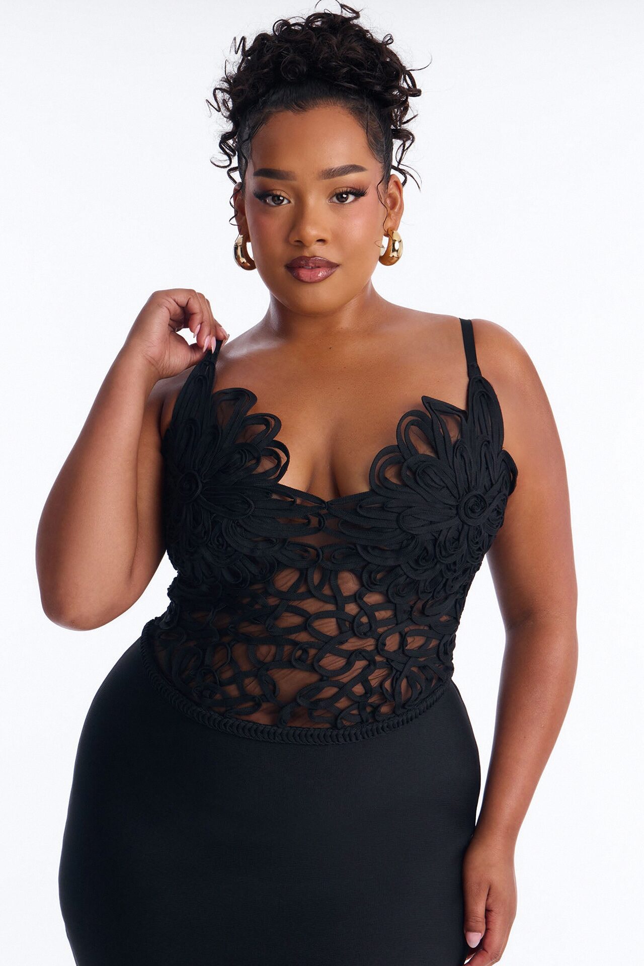Monique Bandage Mermaid Midi Dress - Black