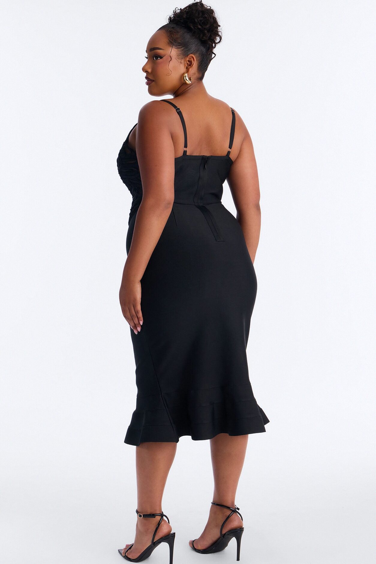 Monique Bandage Mermaid Midi Dress - Black