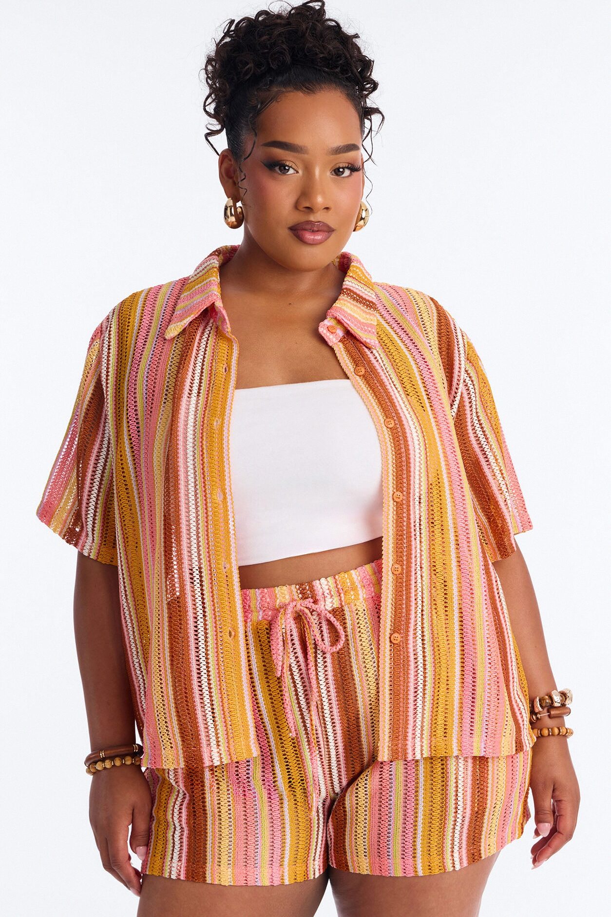 Island Vibe Crochet Short Set - Multi Color