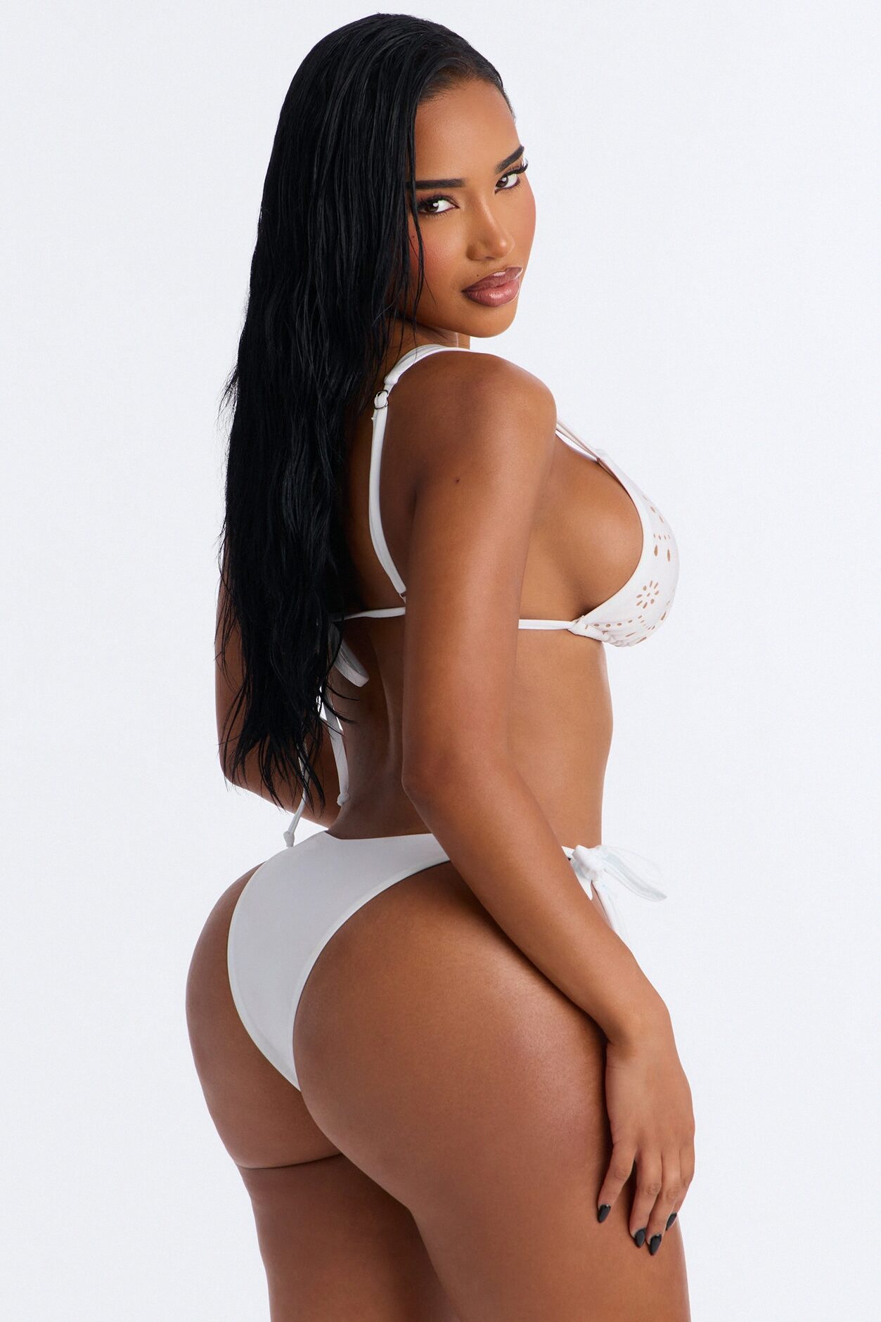 Girly Pop 2 Piece Floral Triangle Bikini Set - White
