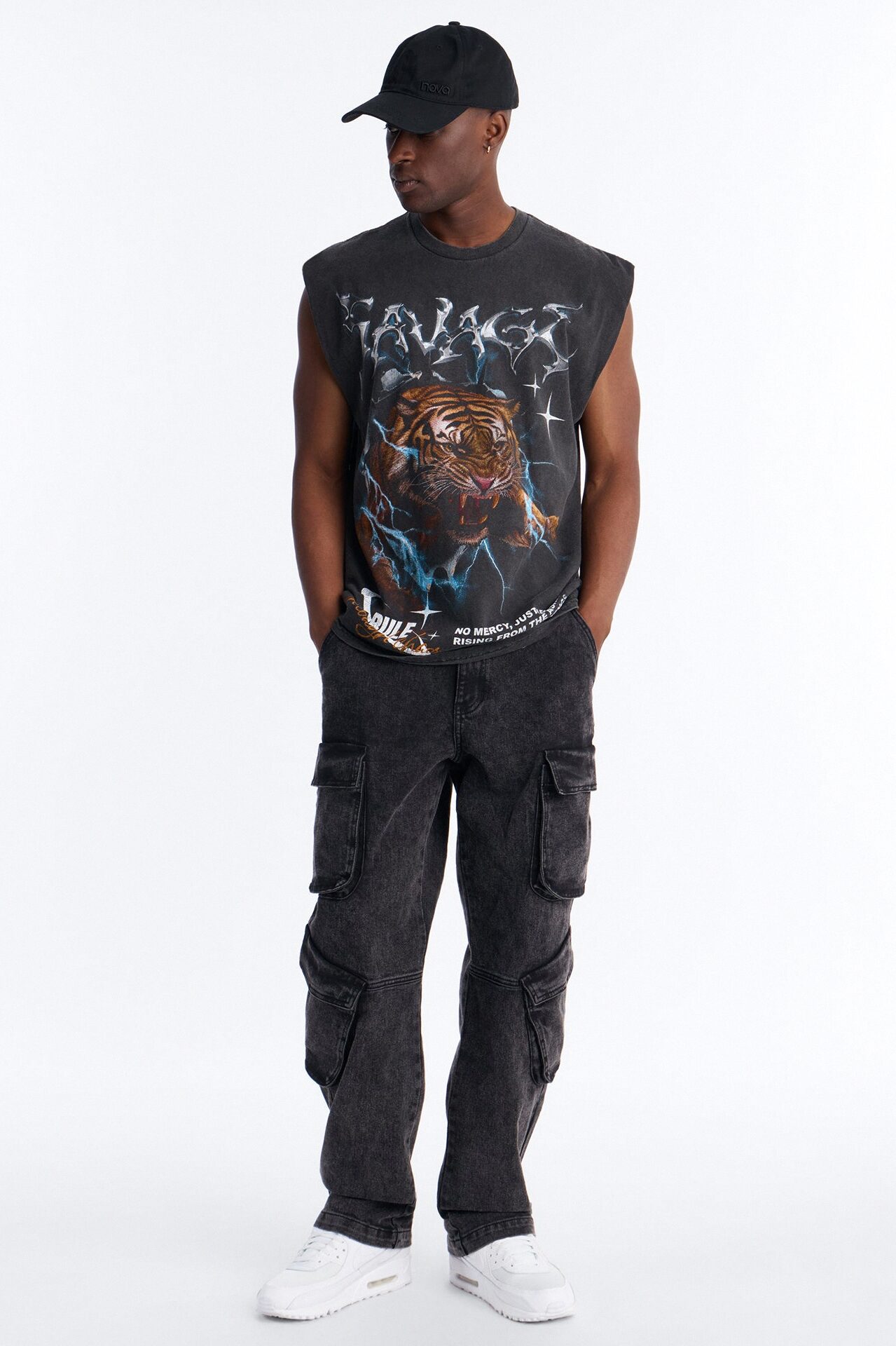 Savage Rule Vintage Oversized Muscle Tee - Black Wash