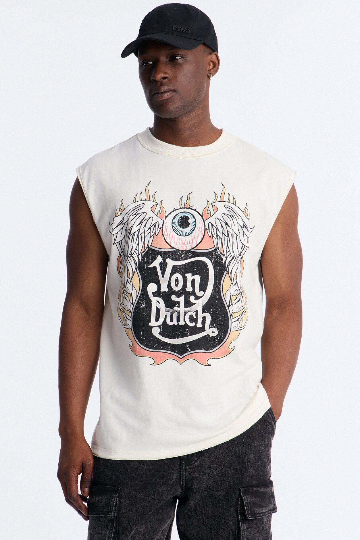Von Dutch Motor Heavy Weight Muscle Tee - Cream