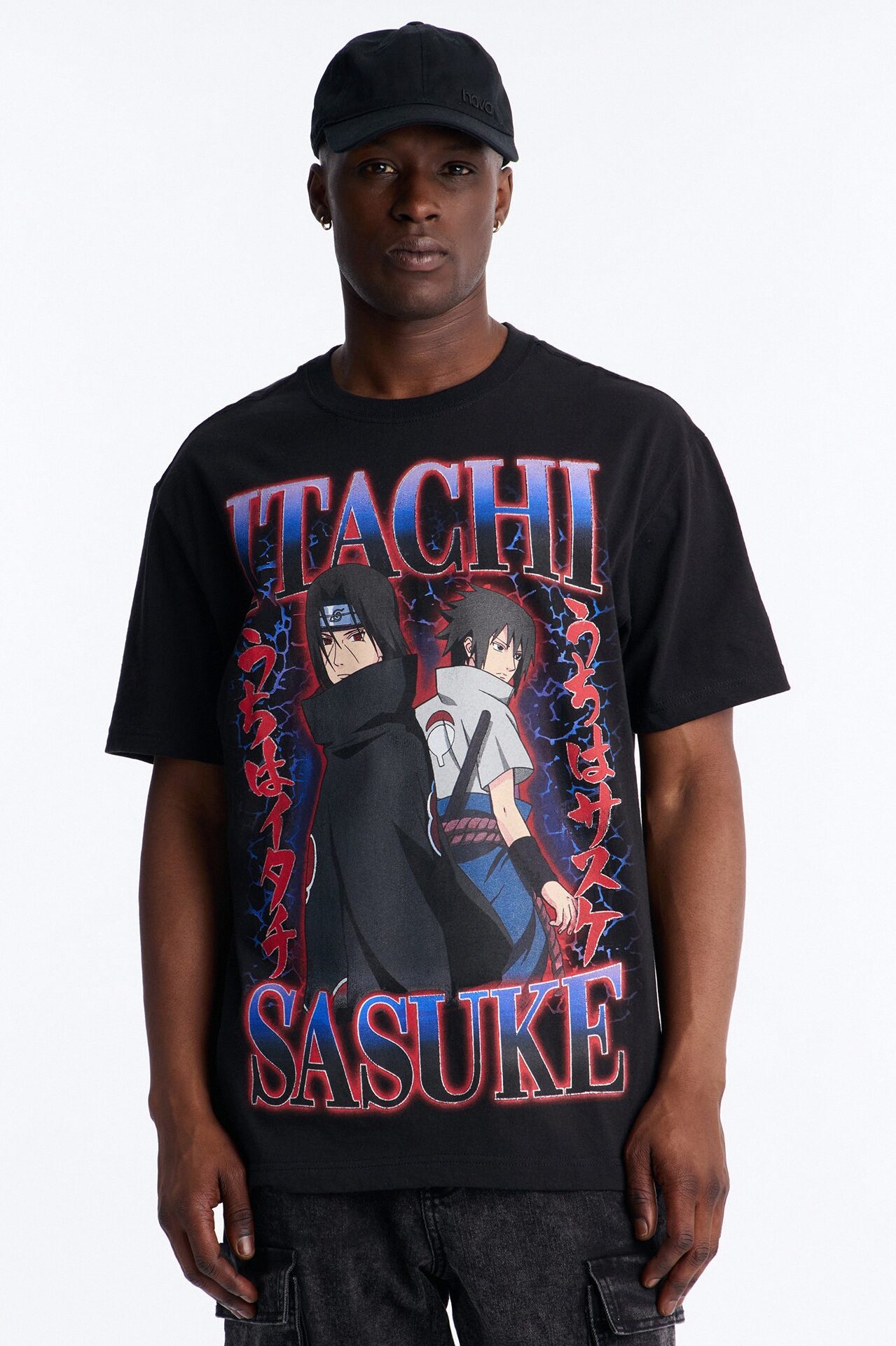 Naruto Itachi And Sasuke Oversized Short Sleeve Tee - Black