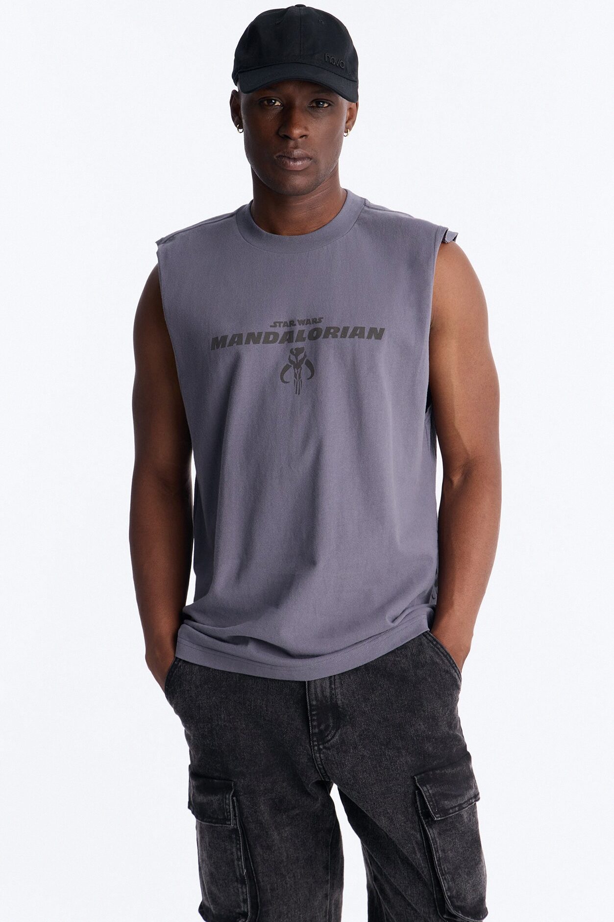 Star Wars Mandalorian Heavy Weight Muscle Tee - Charcoal