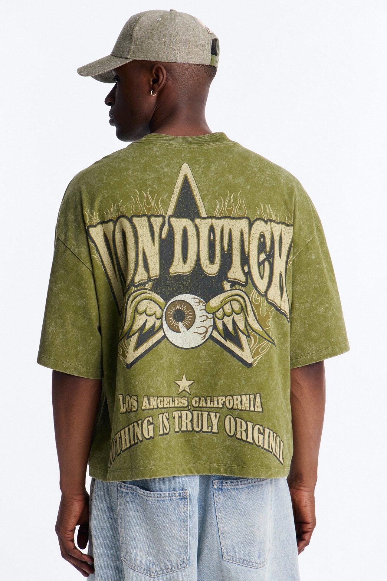 Von Dutch Originals Vintage Heavy Weight Boxy Short Sleeve Tee - Olive