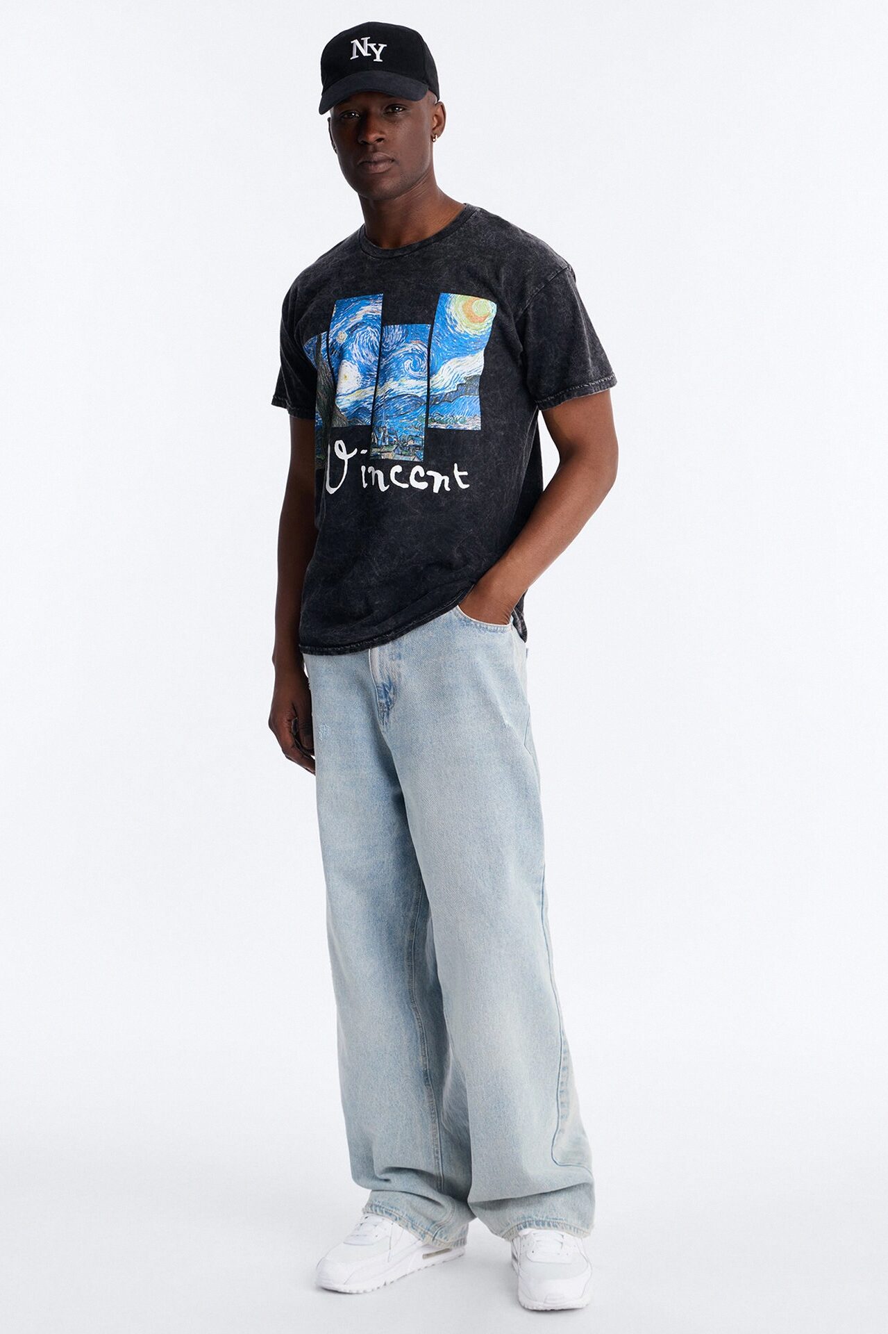 Vincent Van Gogh Night Sky Vintage Short Sleeve Tee - Black
