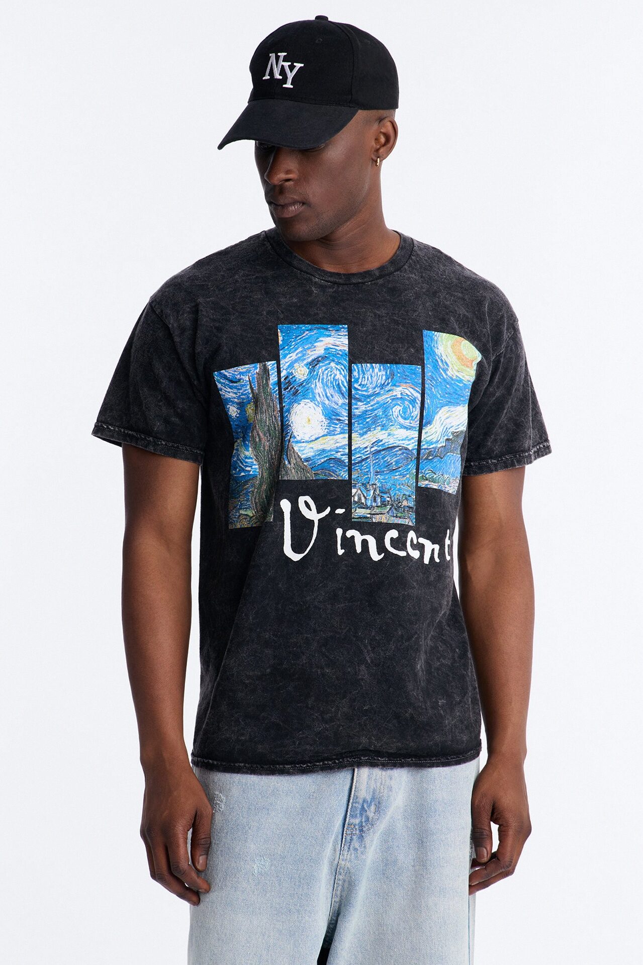 Vincent Van Gogh Night Sky Vintage Short Sleeve Tee - Black