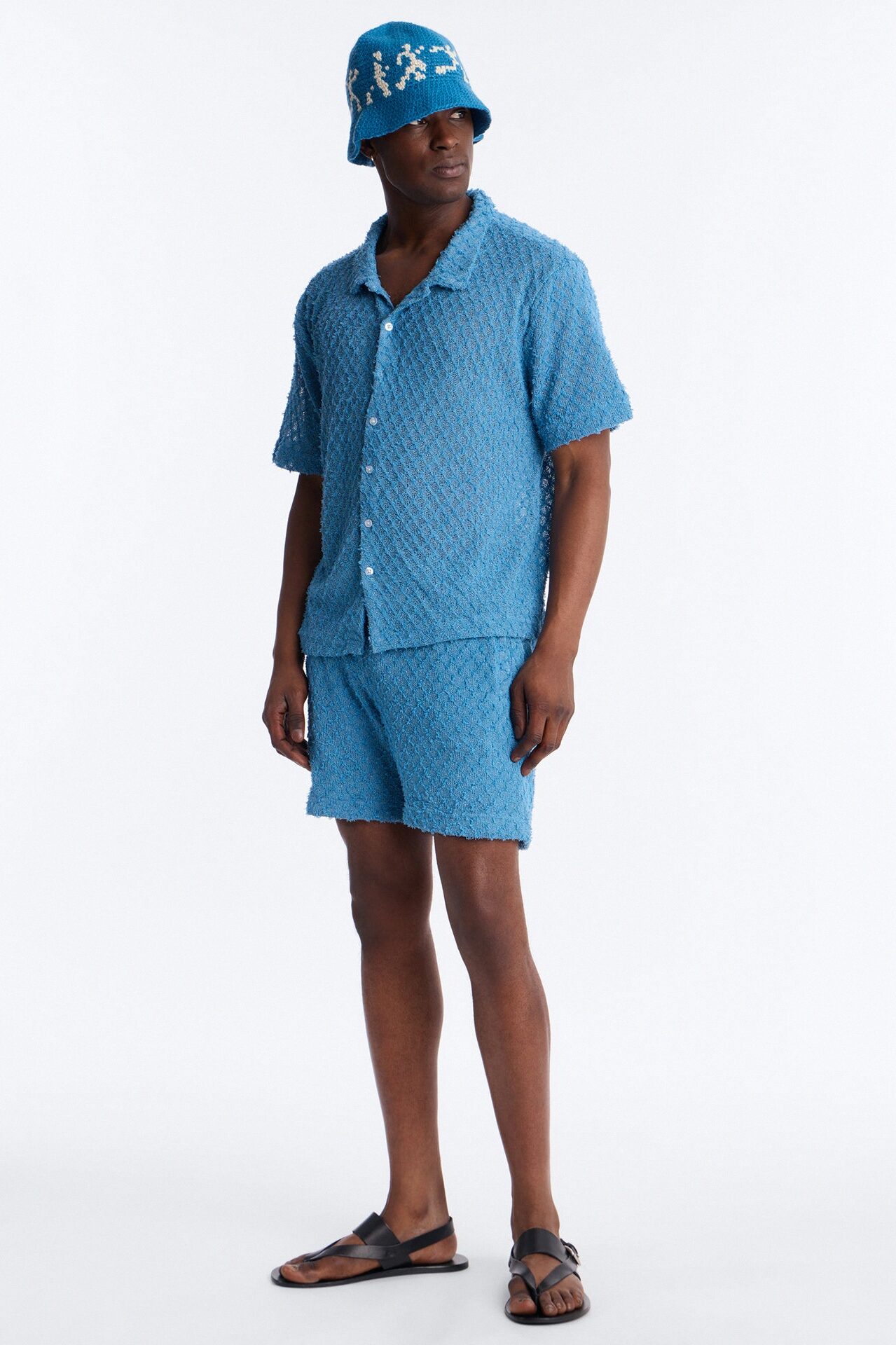 Coastal Plush Full Button Shirt - Blue