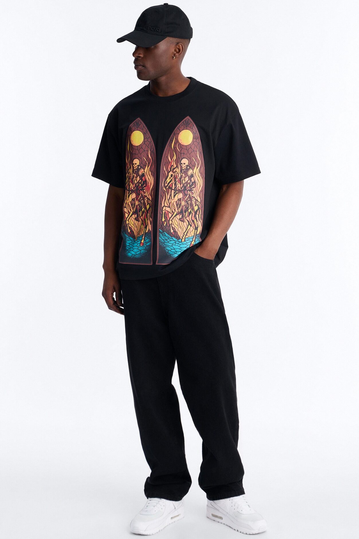 Skeleton Horsemen Oversized Short Sleeve Tee - Black