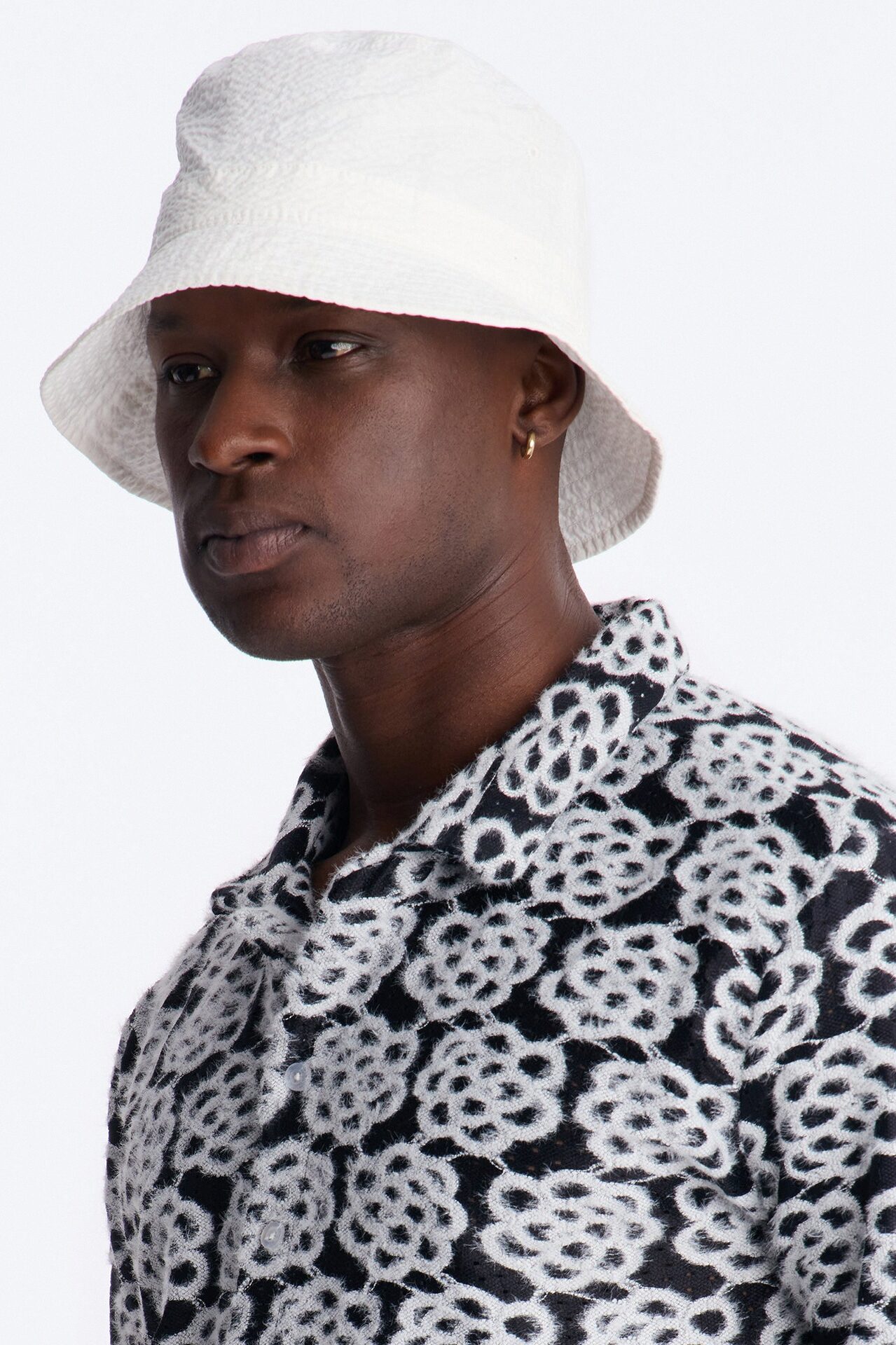 Snow Leopard Drift Cuban Collar Shirt - Black/White