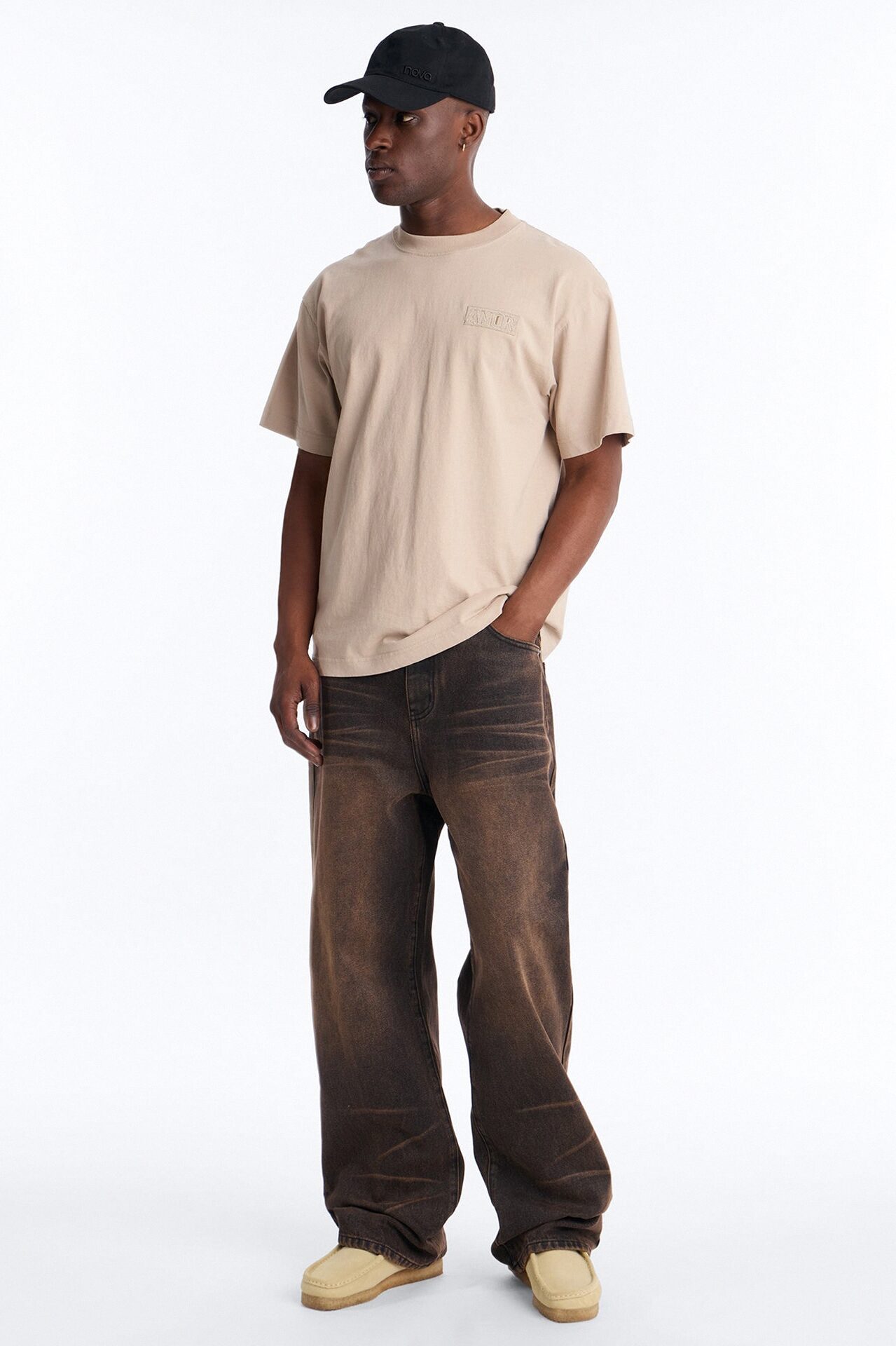 Baggy Dark Wave Jeans - Brown