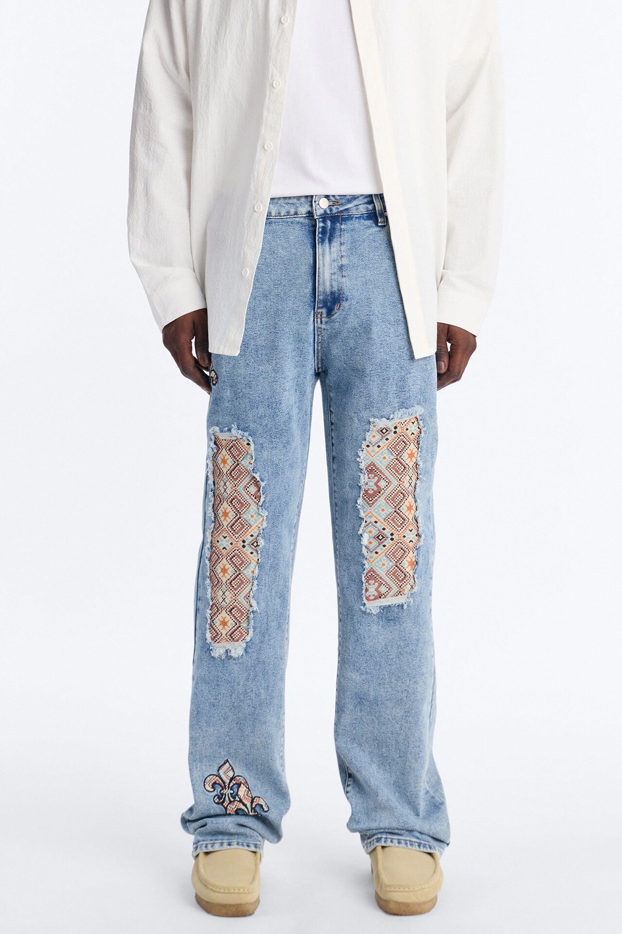 Regal Tapestry Stacked Slim Flare Jean - Light Blue Wash