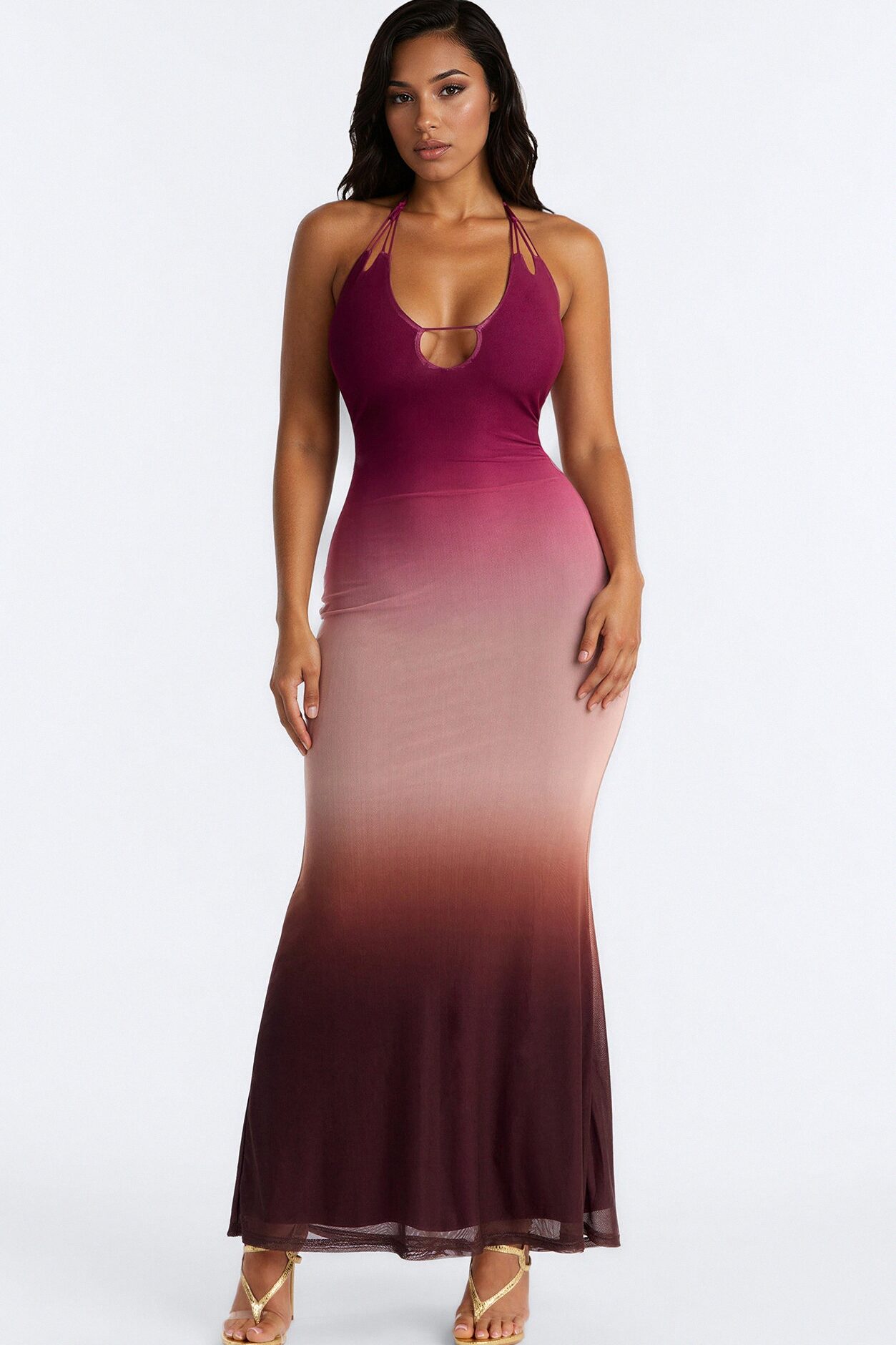 Billion Dollar Girl Ombre Maxi Dress - Brown/combo