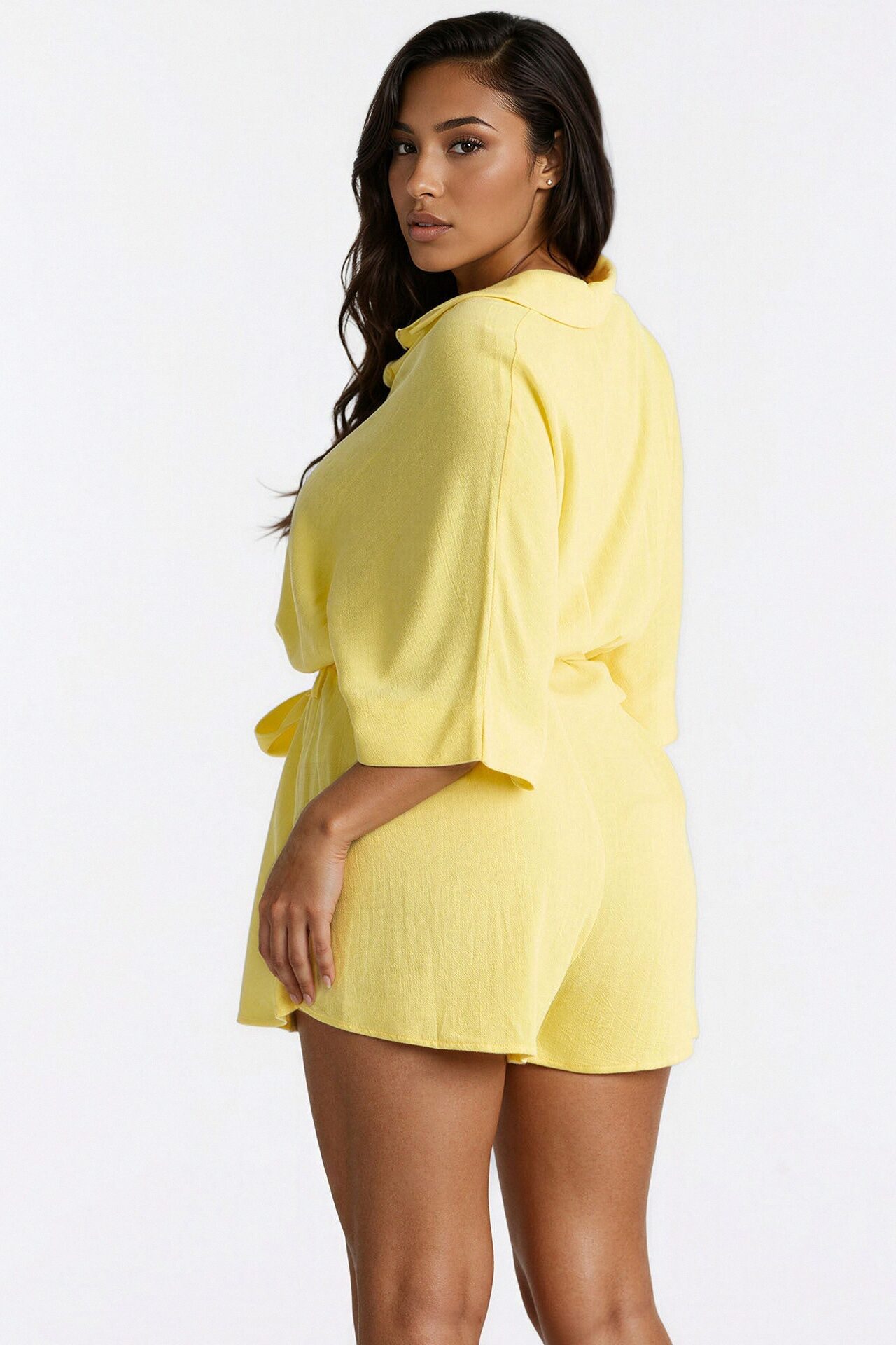 Charlotte Linen Romper - Yellow