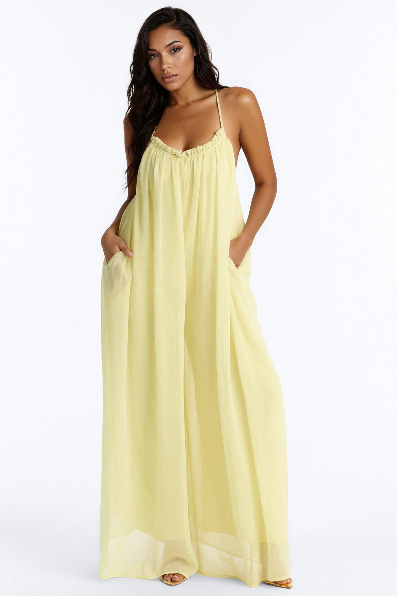 Summer Sun Chiffon Jumpsuit - Yellow