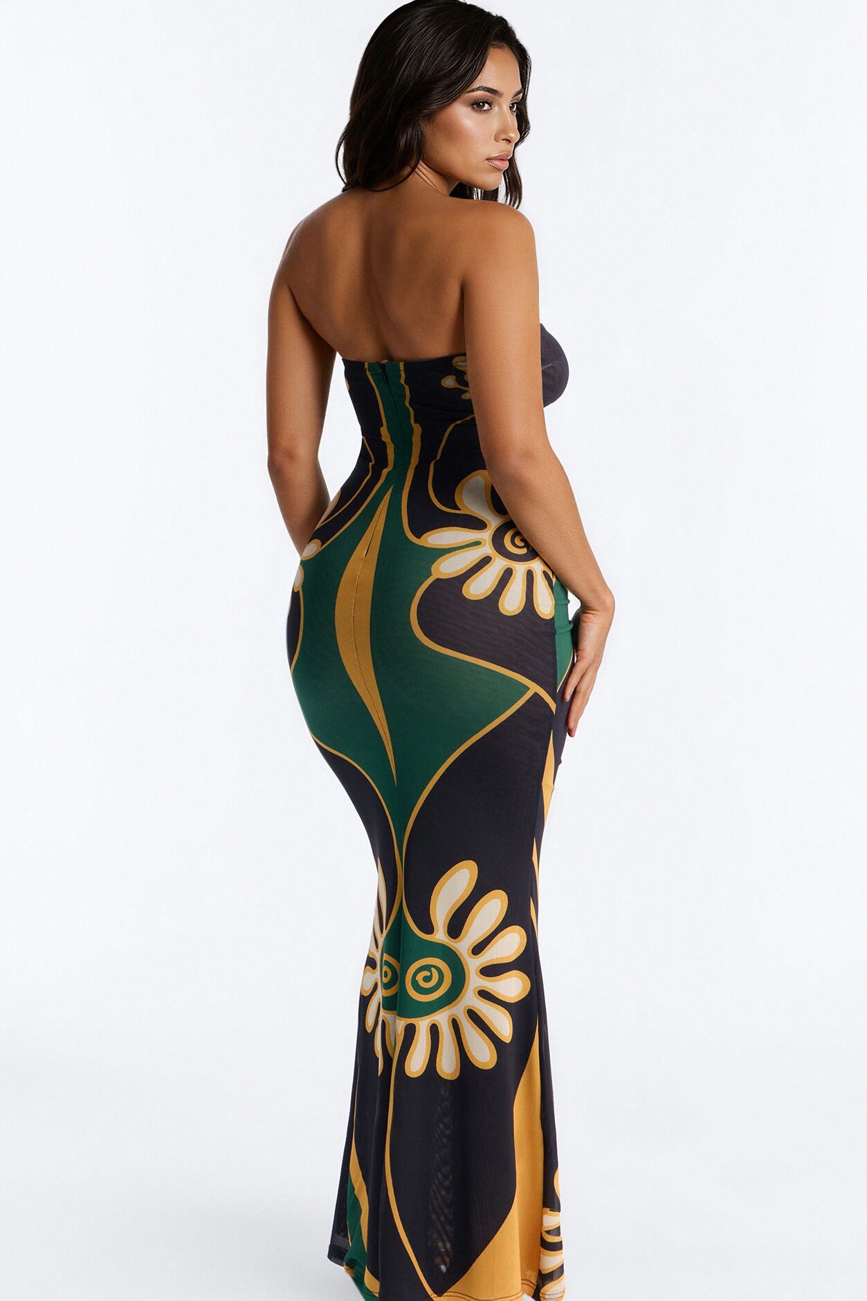 Ivy Strapless Mesh Maxi Dress - Black/combo