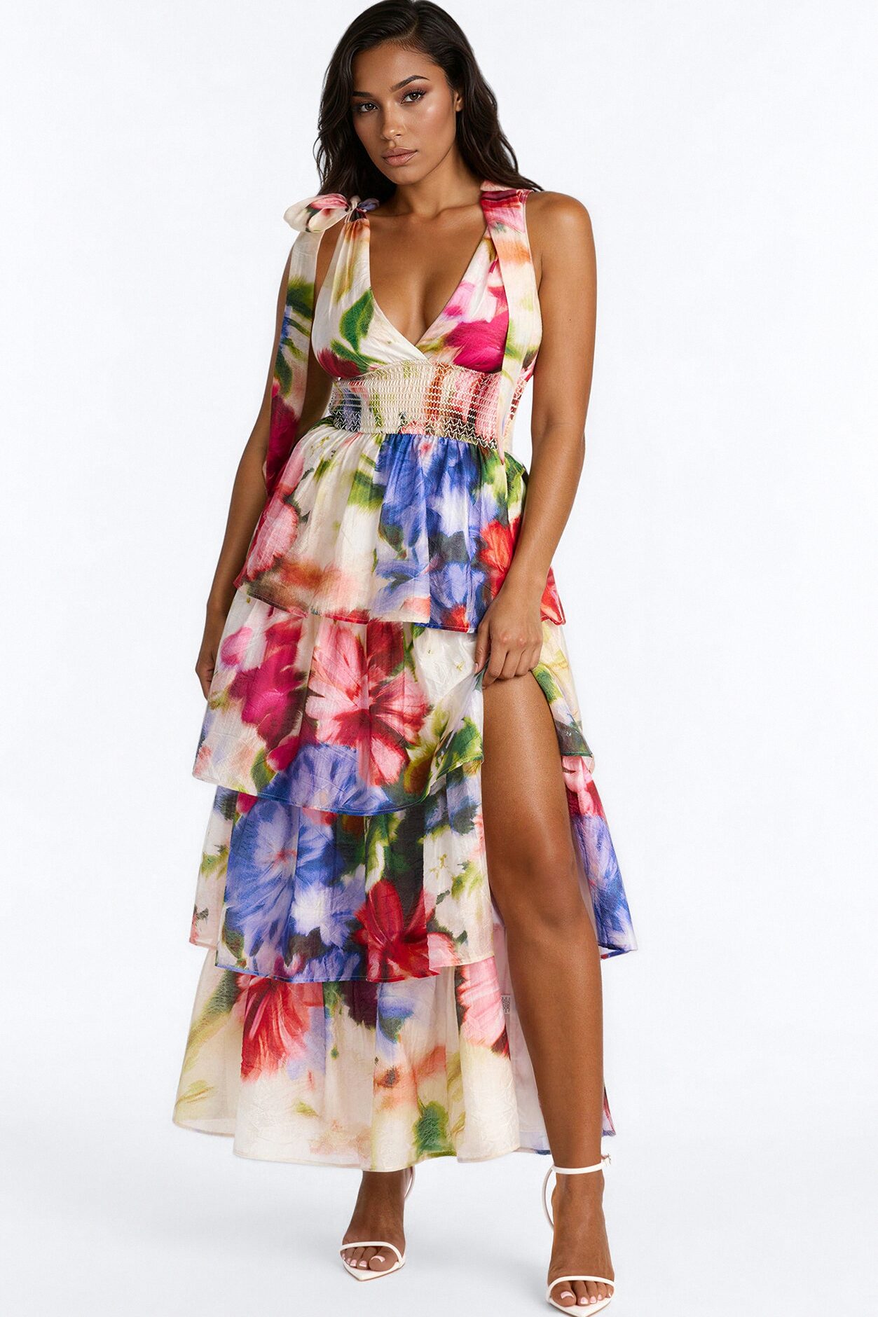 Fade Into You Tiered Maxi Dress - White/combo