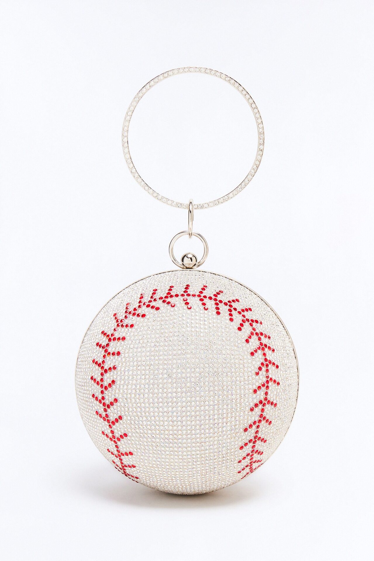 Home Run Rhinestone Clutch - Silver/Red