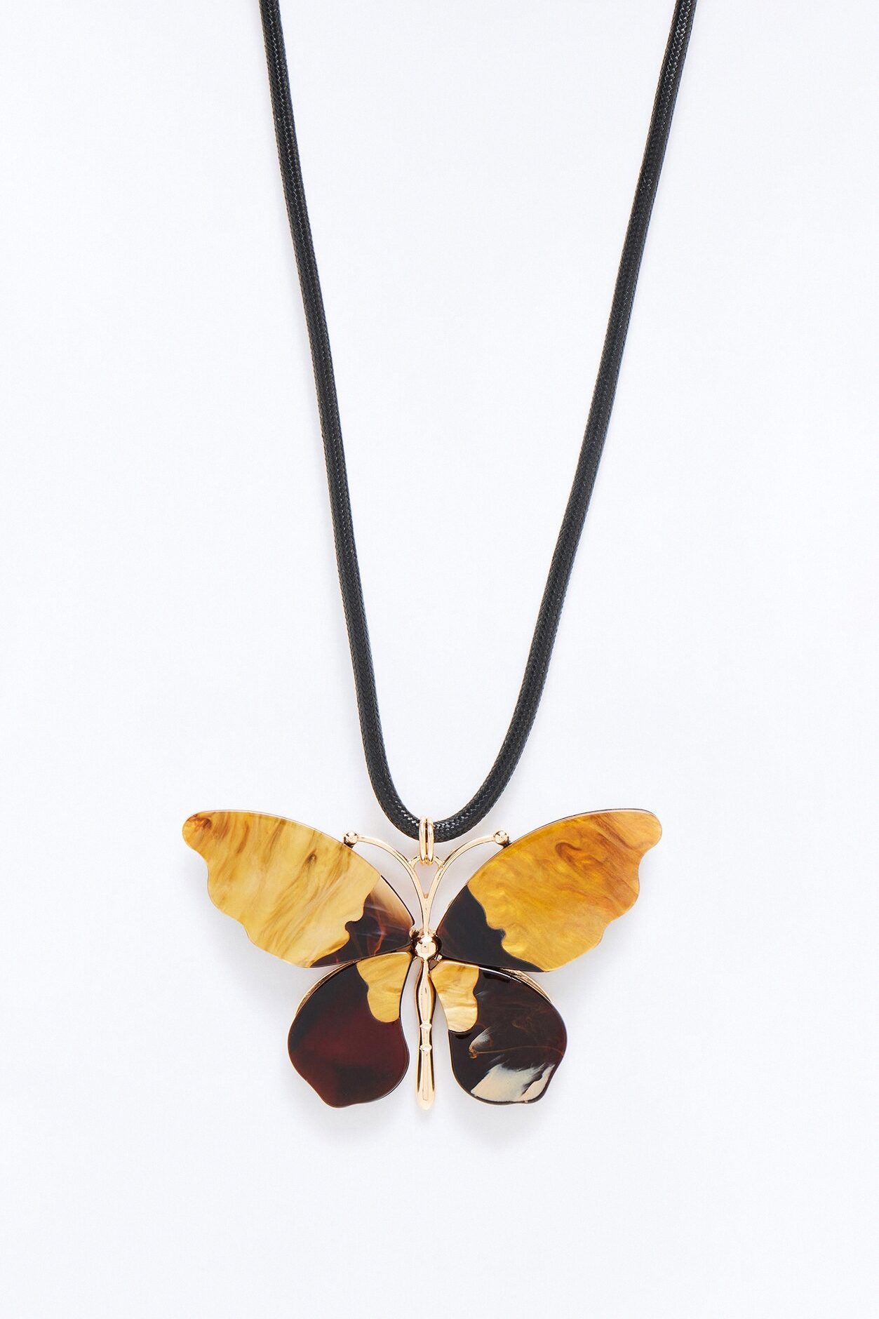 Flutter Kiss Butterfly Necklace - Black/Brown