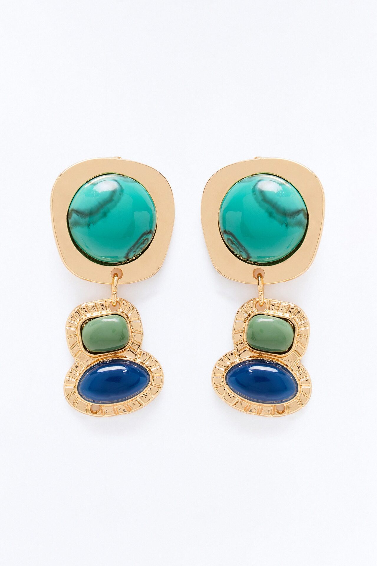 Luna Noir Drop Earrings - Gold/Blue